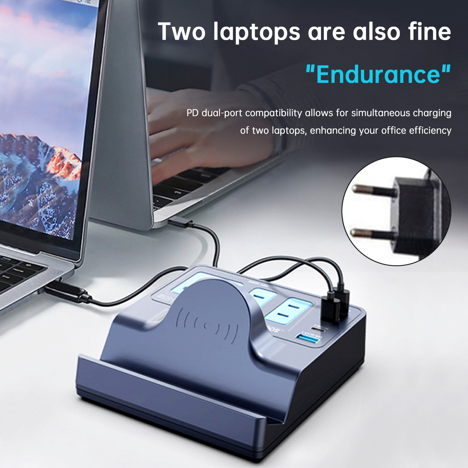 Intelligente draadloze oplader 140 W, High Power PD100 W, voor laptop, QC, mobiele telefoon, EU -socket