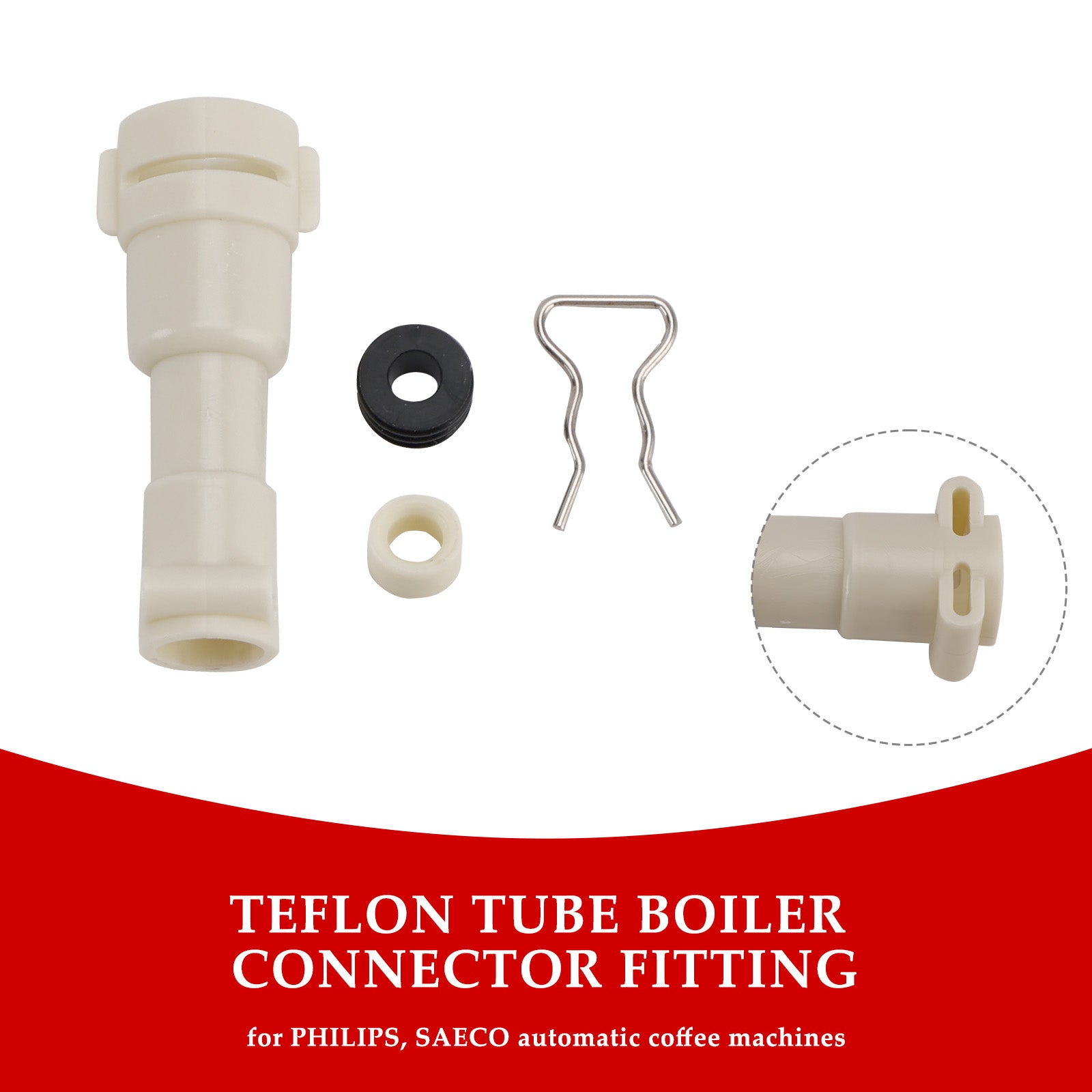 Kit ThermoBlock para elemento calentador de agua, que incluye conector de entrada, junta, espaciador y horquilla D8 mm, compatible con cafetera Philips 422224777123