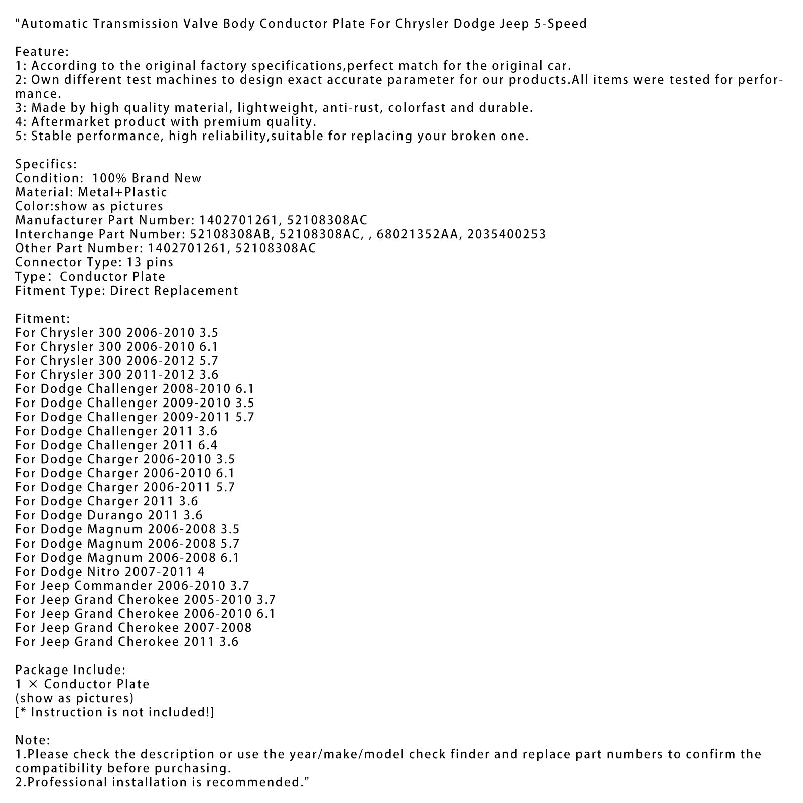 Dodge Magnum 3.5 2006-2008 5-stopenjski prevodni prevodnost.