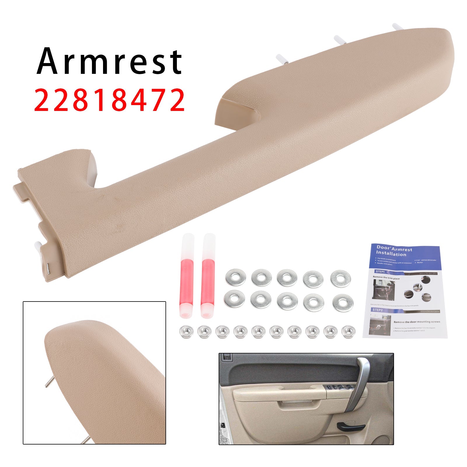 Reparatieset armsteun rechtsvoor compatibel met Chevy Silverado 1500 2500HD 2010-2014, beige kleur