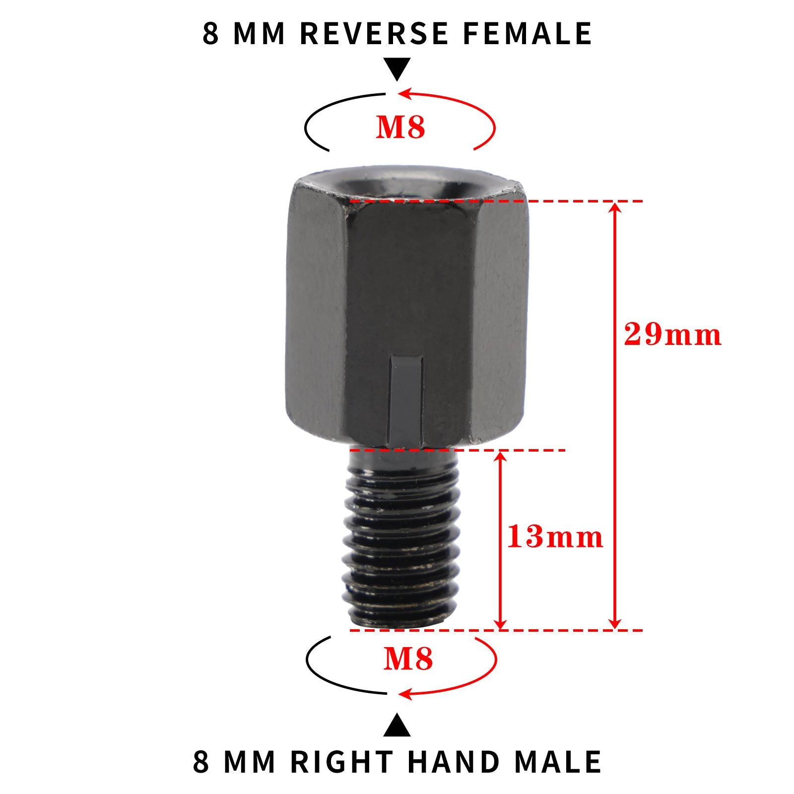 2 Universal Mirrors Adapters za motocikel in standard 8 mm do 8 mm