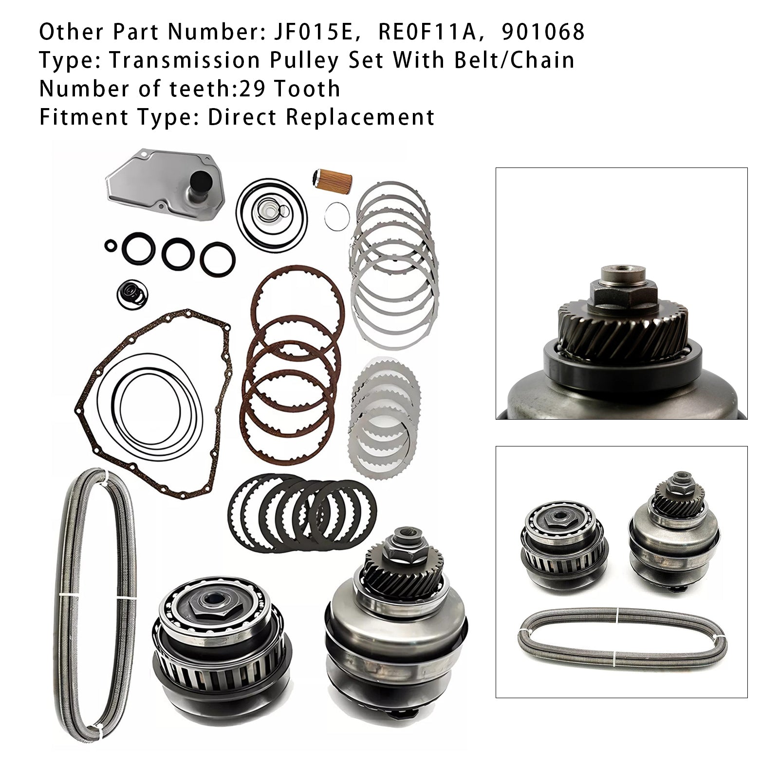 Kit di ricostruzione della trasmissione principale e puleggia con JF015E RE0F11A Belt 29T per Renault Scala L4 1.5L 2012-2015