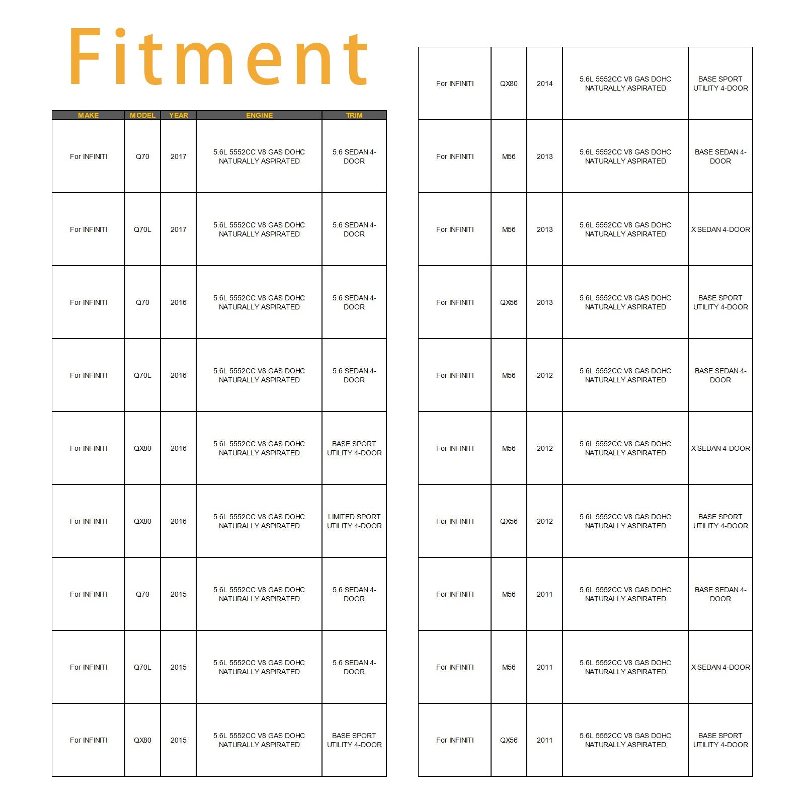 8 injecteurs de carburant pour Infiniti M56 QX56 Q70 5.6L 16600-1LA0A FJ1179