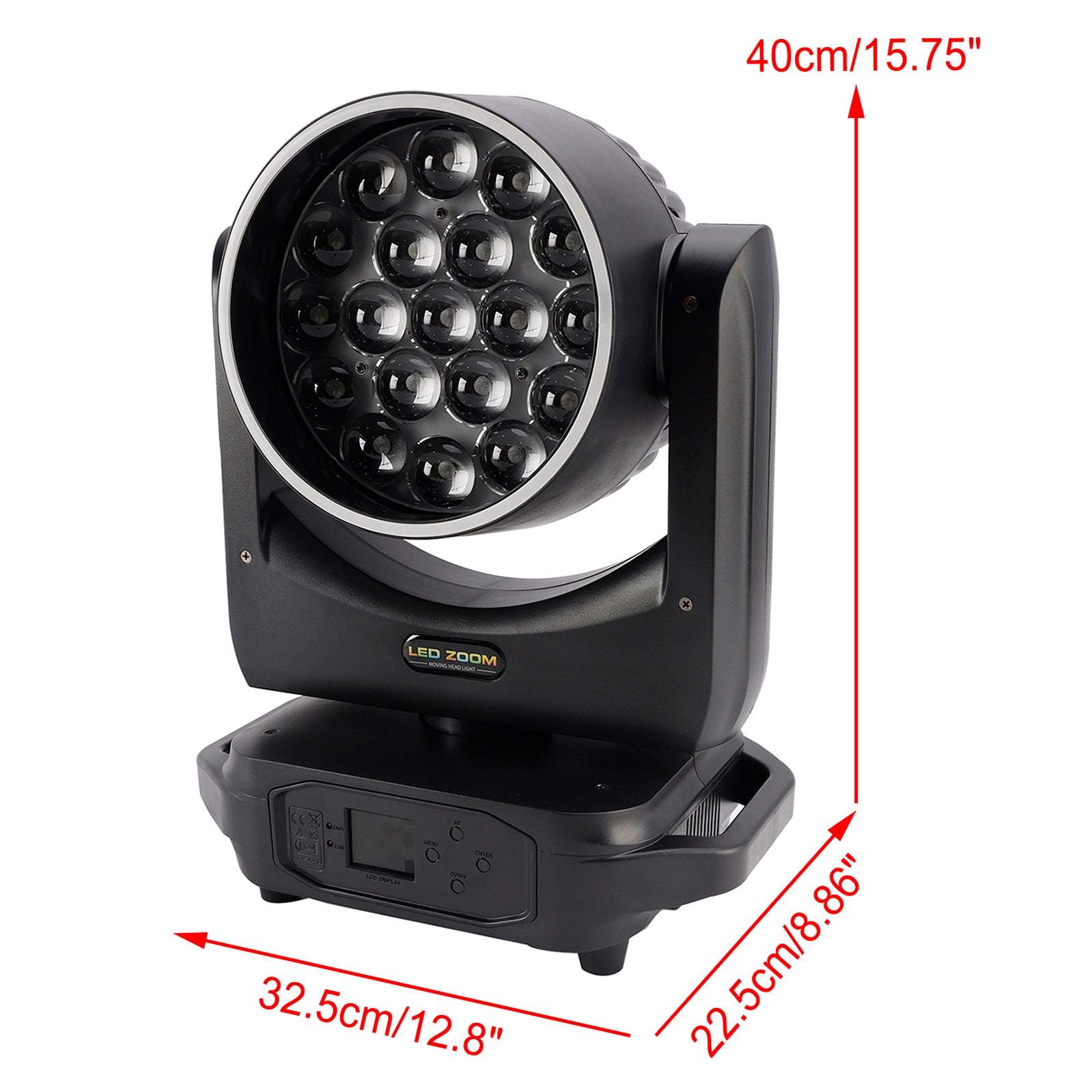 Luce a testa mobile Zoom 19X20W LED RGBW DMX Illuminazione a fascio
