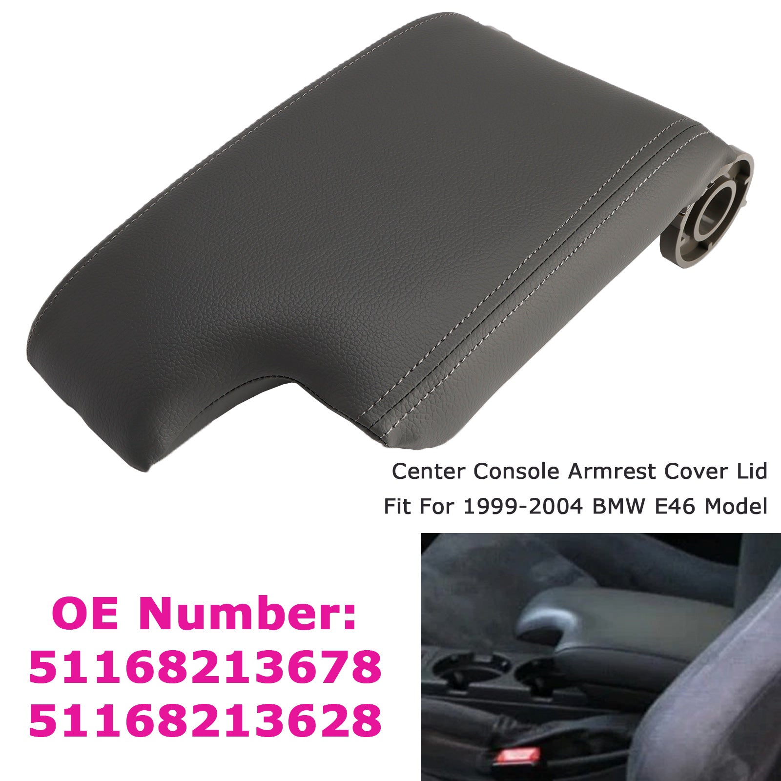 Couvercle d'accoudoir central gris pour BMW Série 3 E46 1999-2004 M3