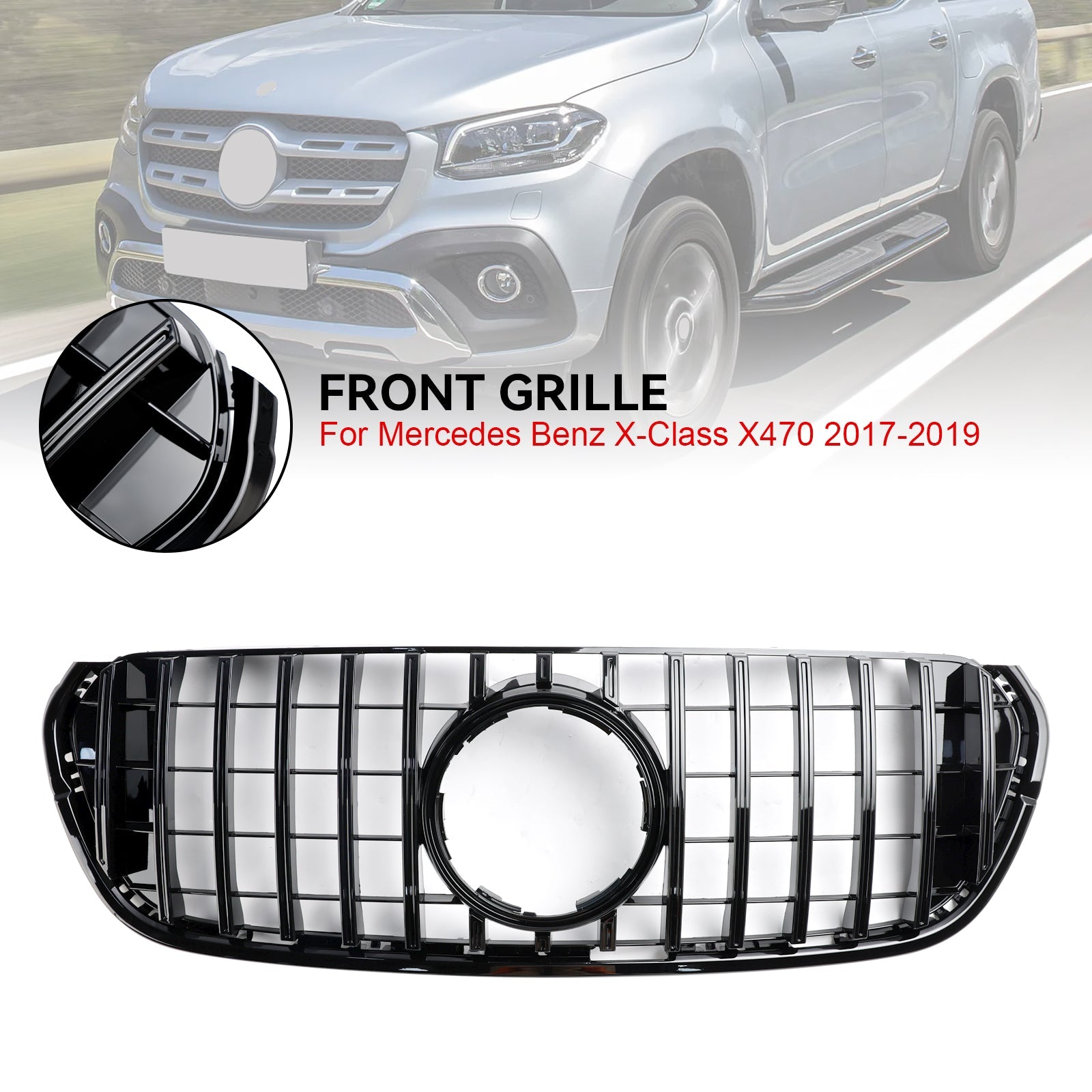 Grille de pare-chocs avant noire pour Mercedes Benz Classe X X470 2017-2019