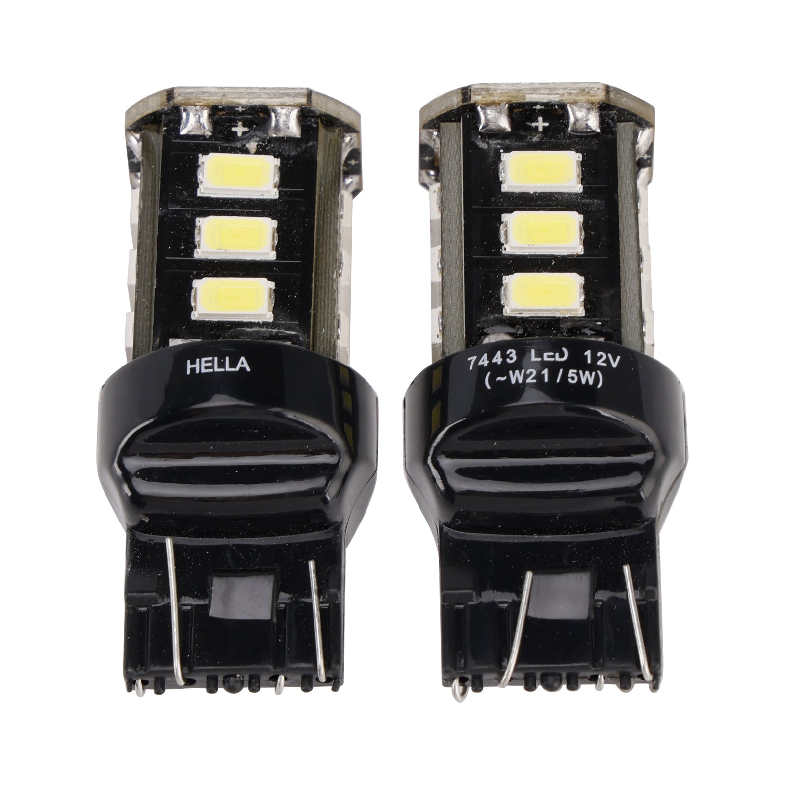 Juego de 2 bombillas LED de repuesto HELLA 7443W Wedge T5 12V 3W W21/5W 6000K