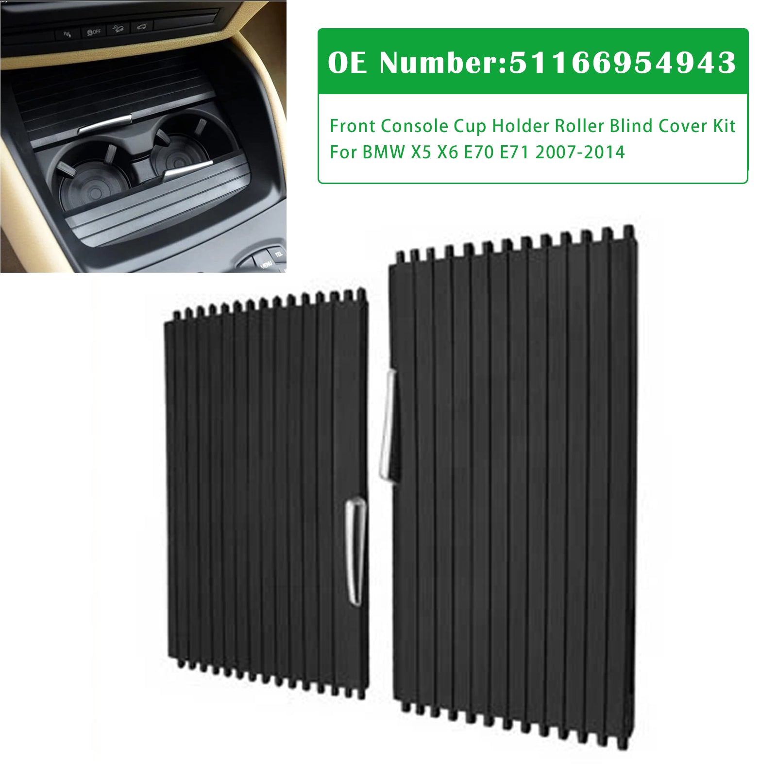 Lot de 2 porte-gobelets pour console centrale, pour BMW X5 X6 E70 E71 2007-2014