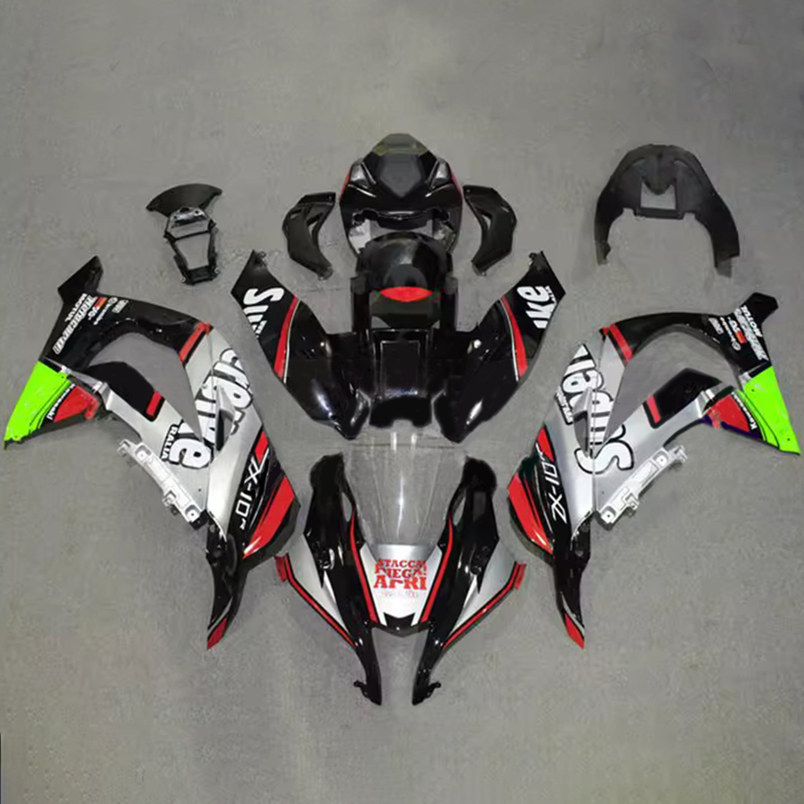 Kit de carénage injecté en plastique ABS compatible avec Kawasaki ZX10R 2016-2020