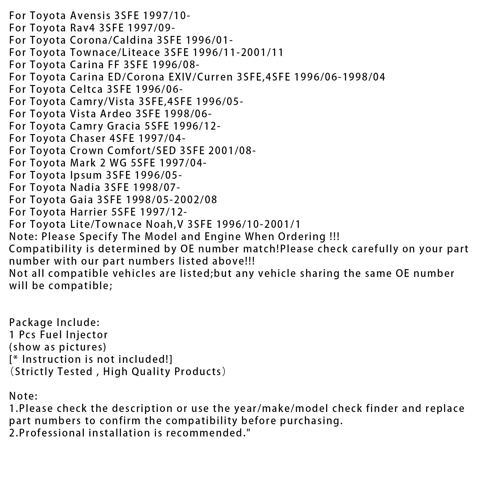 1x polttoainesuutin Toyota Avensis Carina Corona RAV4 2.2L 3.0L 23250-74170