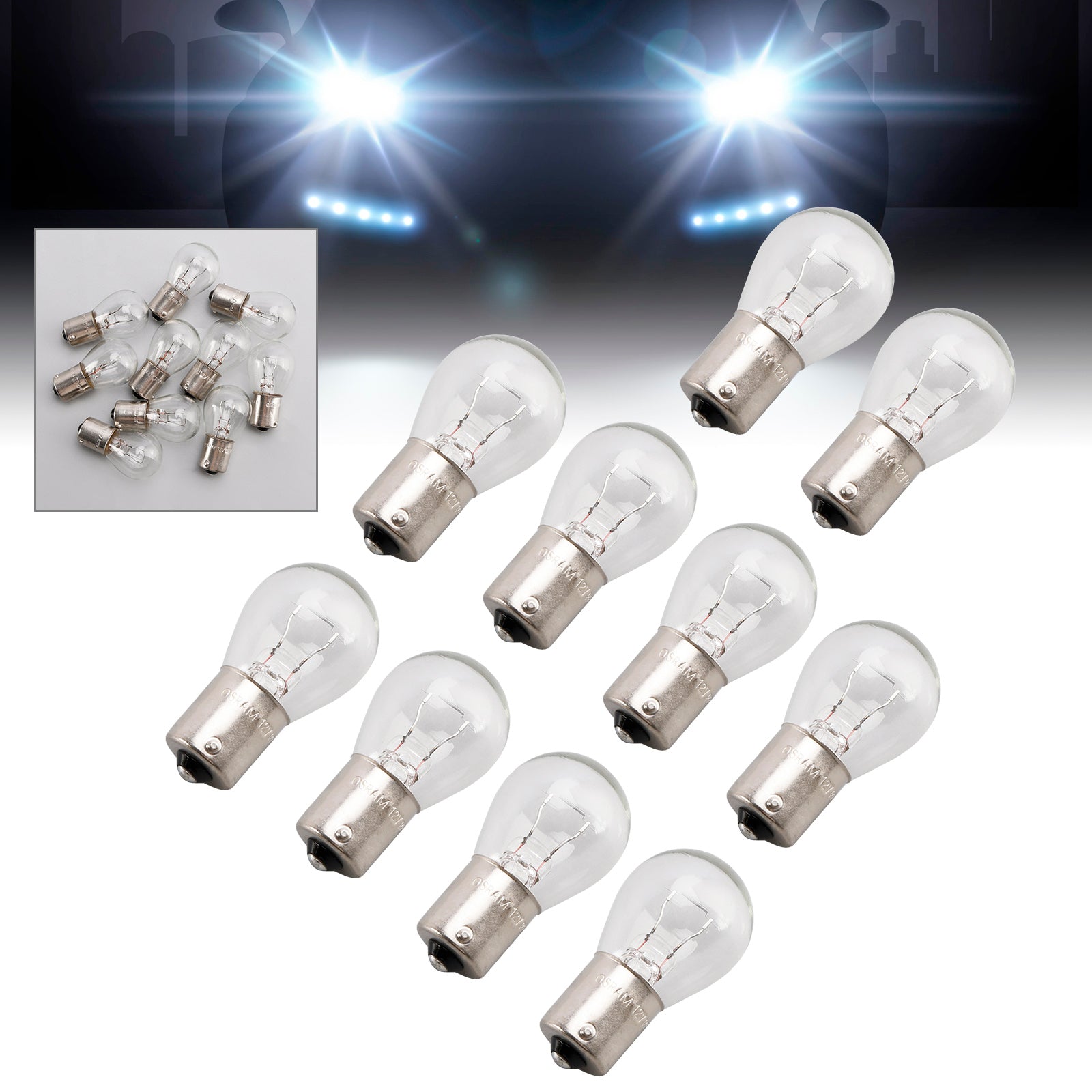 Lotto di 10 lampadine tubolari per l'illuminazione per auto P21W BA15S 7506 12 V 21 W per Osram