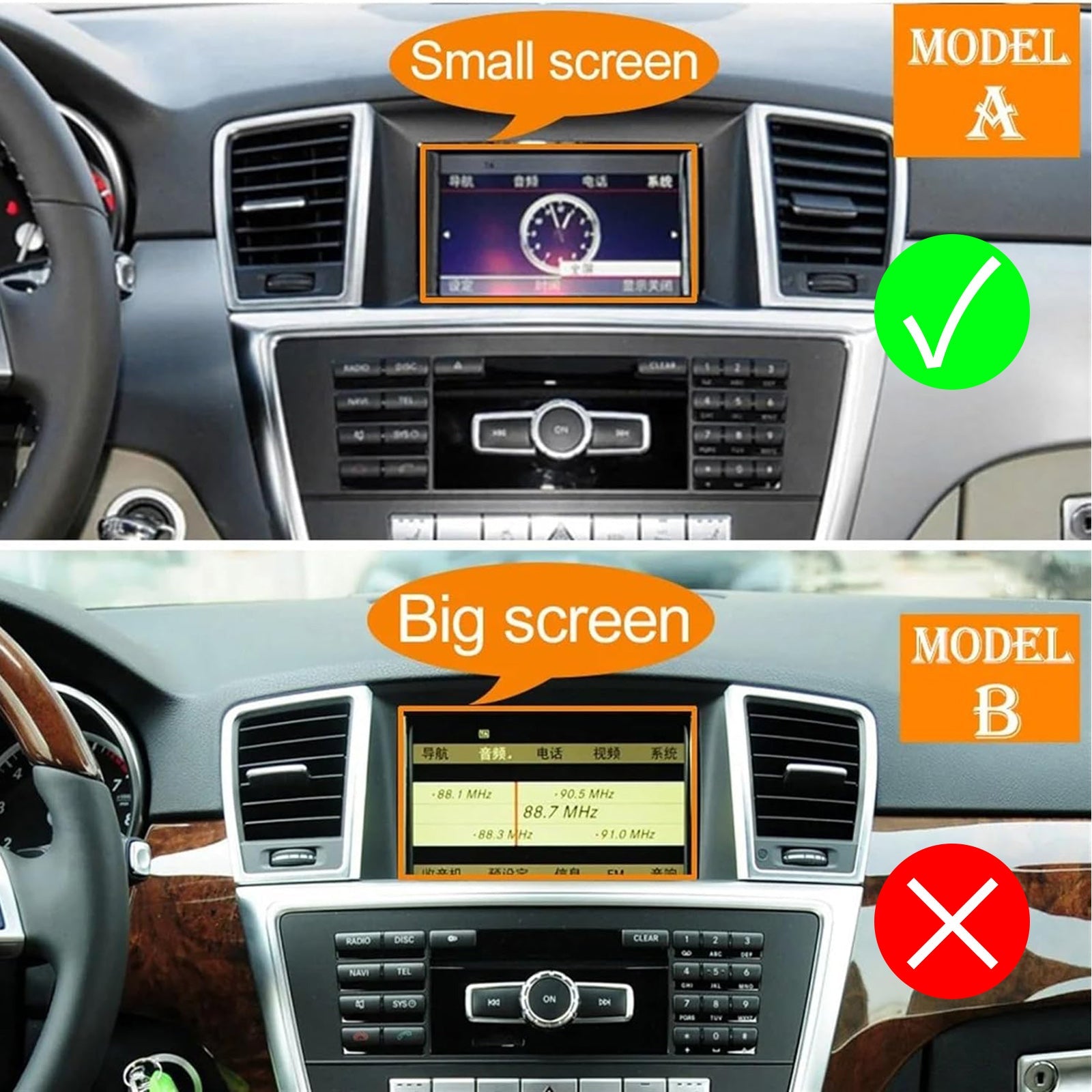 A1668300054 Mercedes-Benz GL-Class (X166) 2012-2015, keskikojelaudan tuuletusaukko, pieni näyttö
