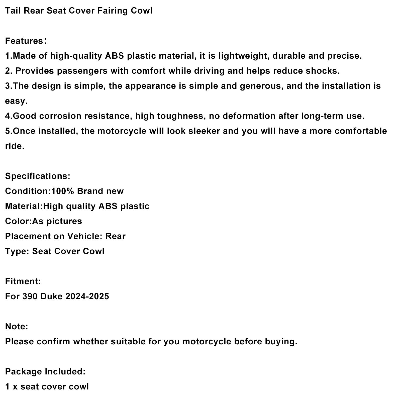 Obloga zadnjega sedeža Duke 390 2024-2025