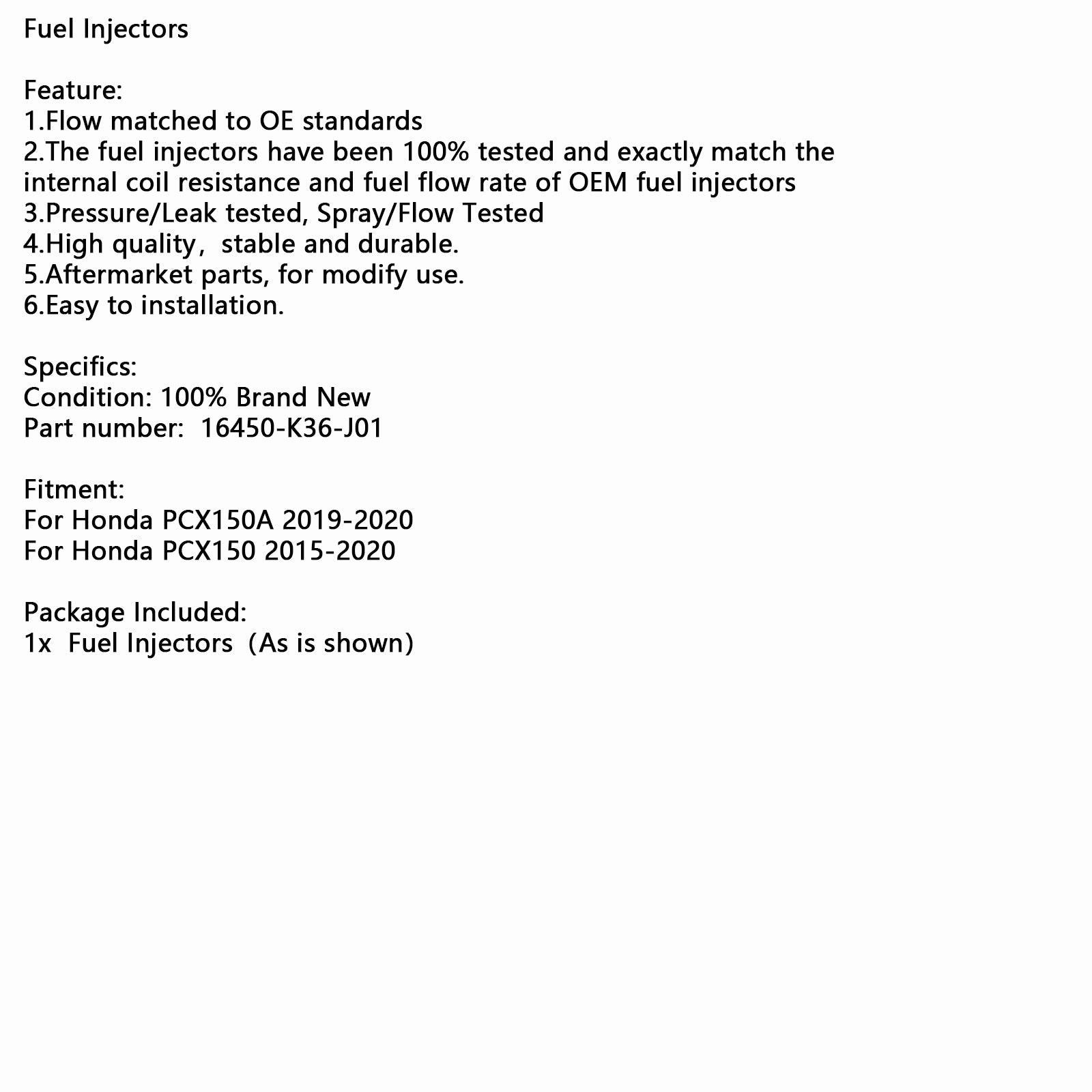 Brandstofinjectoren 16450-K36-J01 voor Honda PCX150A PCX150 2015-2020