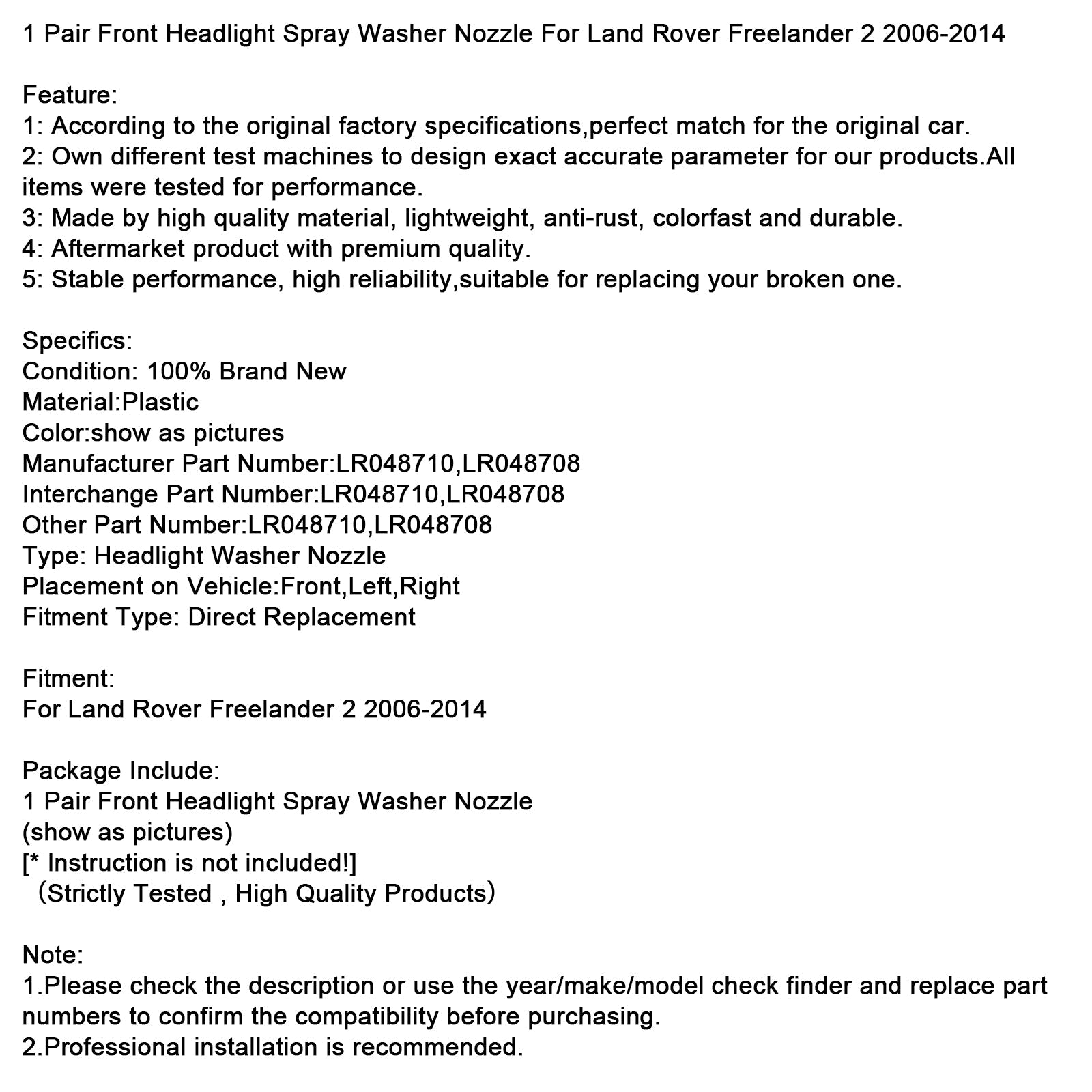 2006-2014 Land Rover Freelander 2 - Coppia di ugelli lavafari anteriori