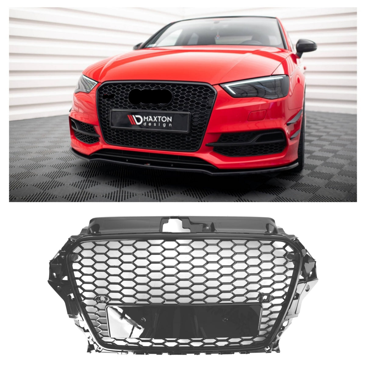 2013-2016 Audi A3 S3 RS3 Style Sprednji pokrov Henycomb Rešetka odbijača Črna