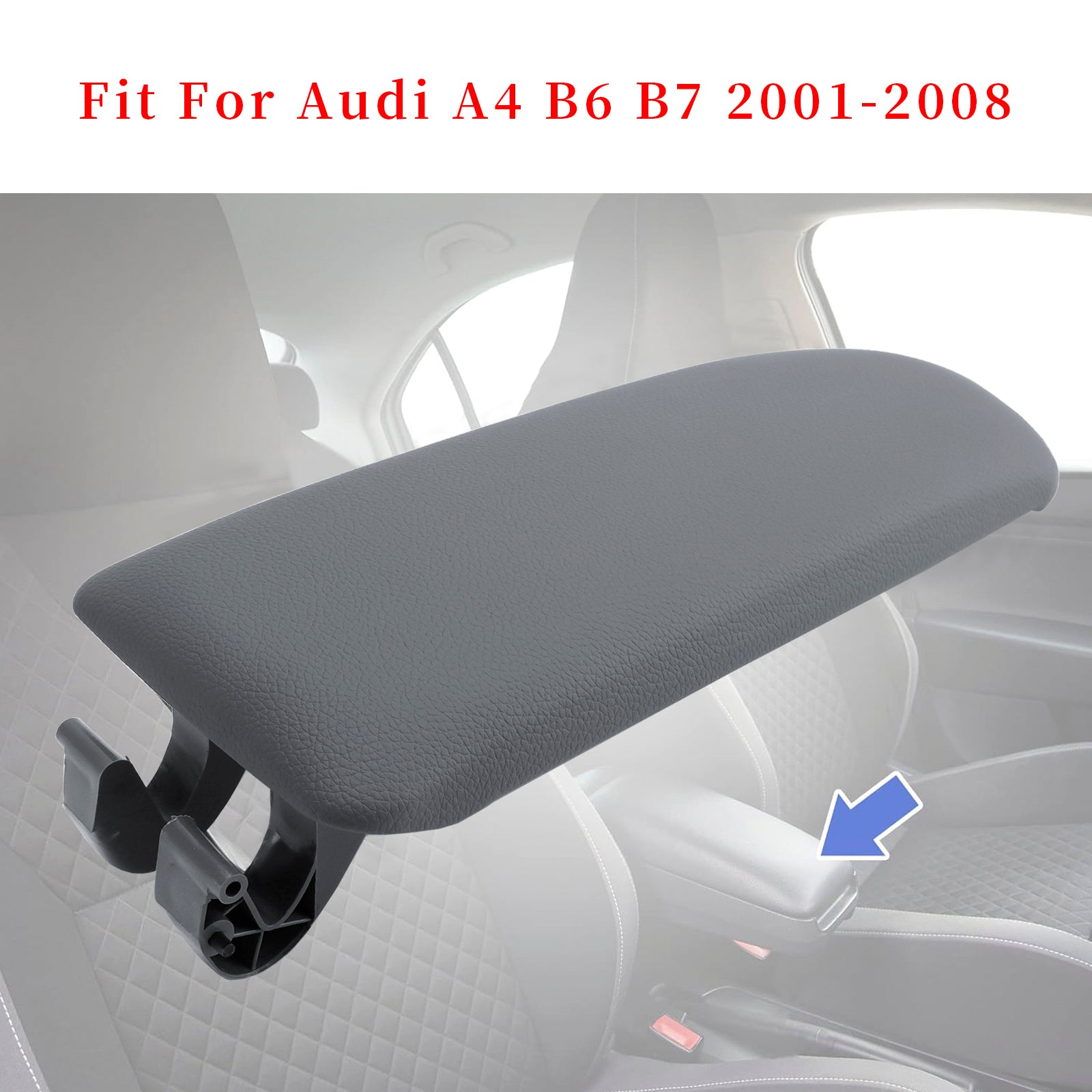 Couvercle de console centrale d'accoudoir en cuir gris pour Audi A4 B6 B7 2001-2008 8E0864245E