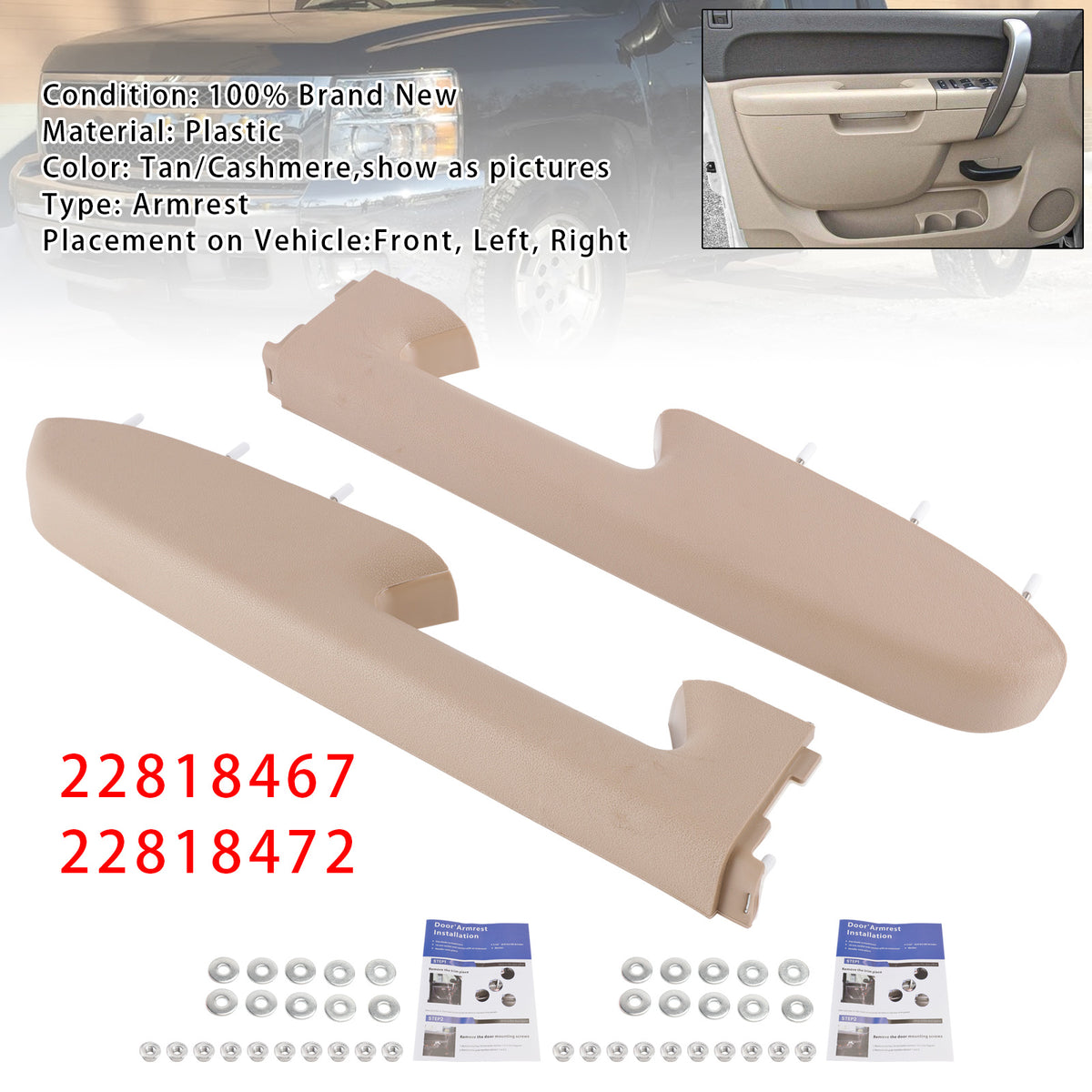Reparatursatz für die vordere Armlehne 22818467 für Chevrolet Silverado 3500 HD (2010-2014)