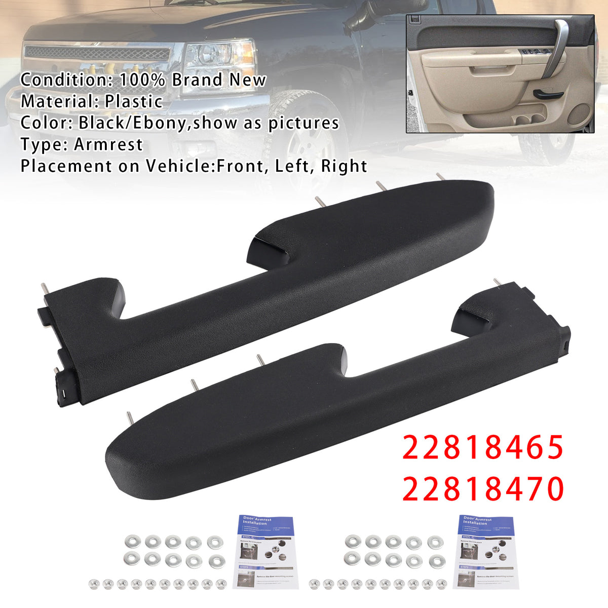 Reparatur der vorderen Armlehne für Chevrolet Silverado 1500 (2010–2013) – Teilenummer : 22818465