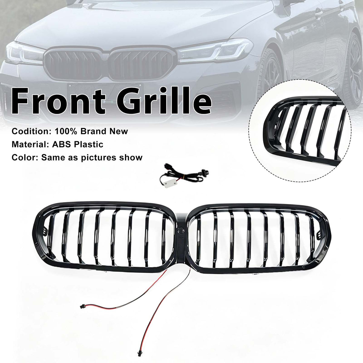 Front Kidney Grill Grille Pour BMW 5 Series G30 G38 2021-2024 W/LED