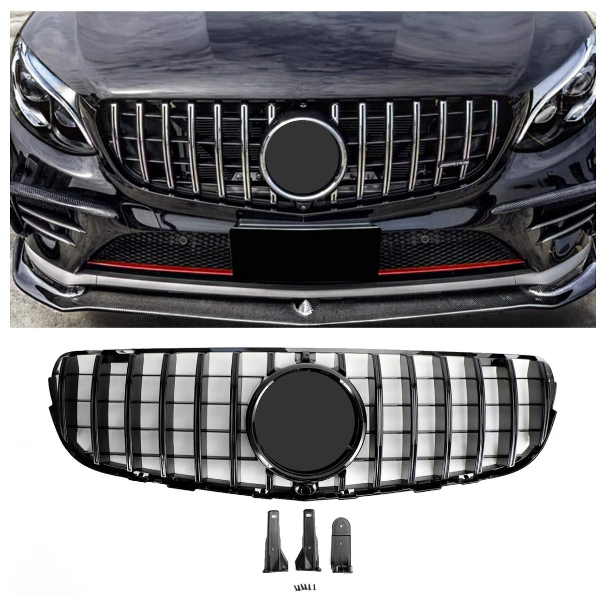 Grill Gloss Black Mercedes-Benz GLC Classe X253 GLC300 GLC350 2015-2019 avec avec caméra de recul