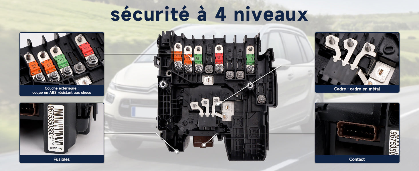 Modulo tensione scatola fusibili per Peugeot 5008 II 1.2, 1.6, 1.6 THP, 1.6 PureTech, 1.6 BlueHDi, 1.5 BlueHDi, 2.0 BlueHDi 2016+ Riferimento 9675350380 9675350286 Generico