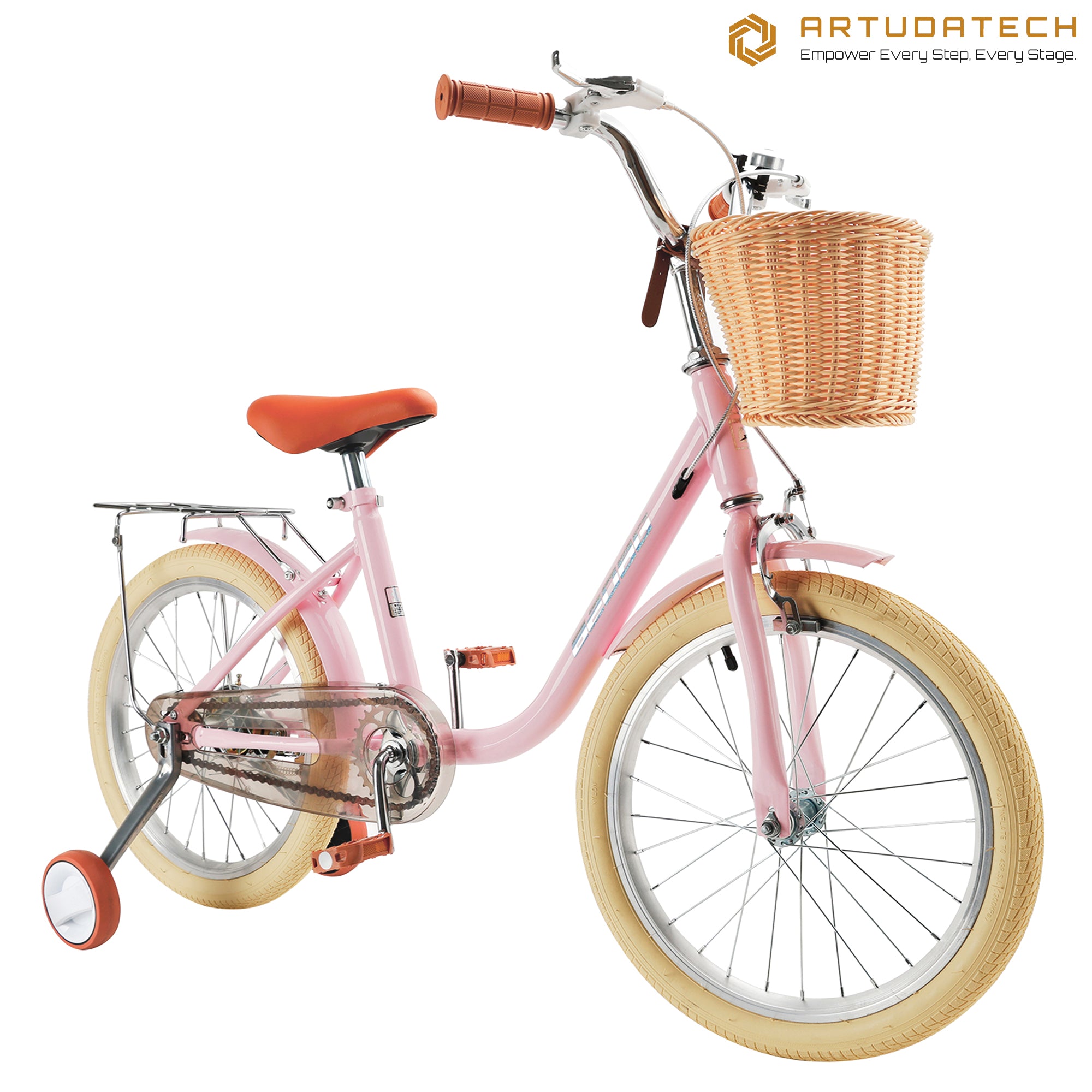 Lapsipyörä 18 tuumaa tytöille ja pojille 7–9 -vuotiaille korilla