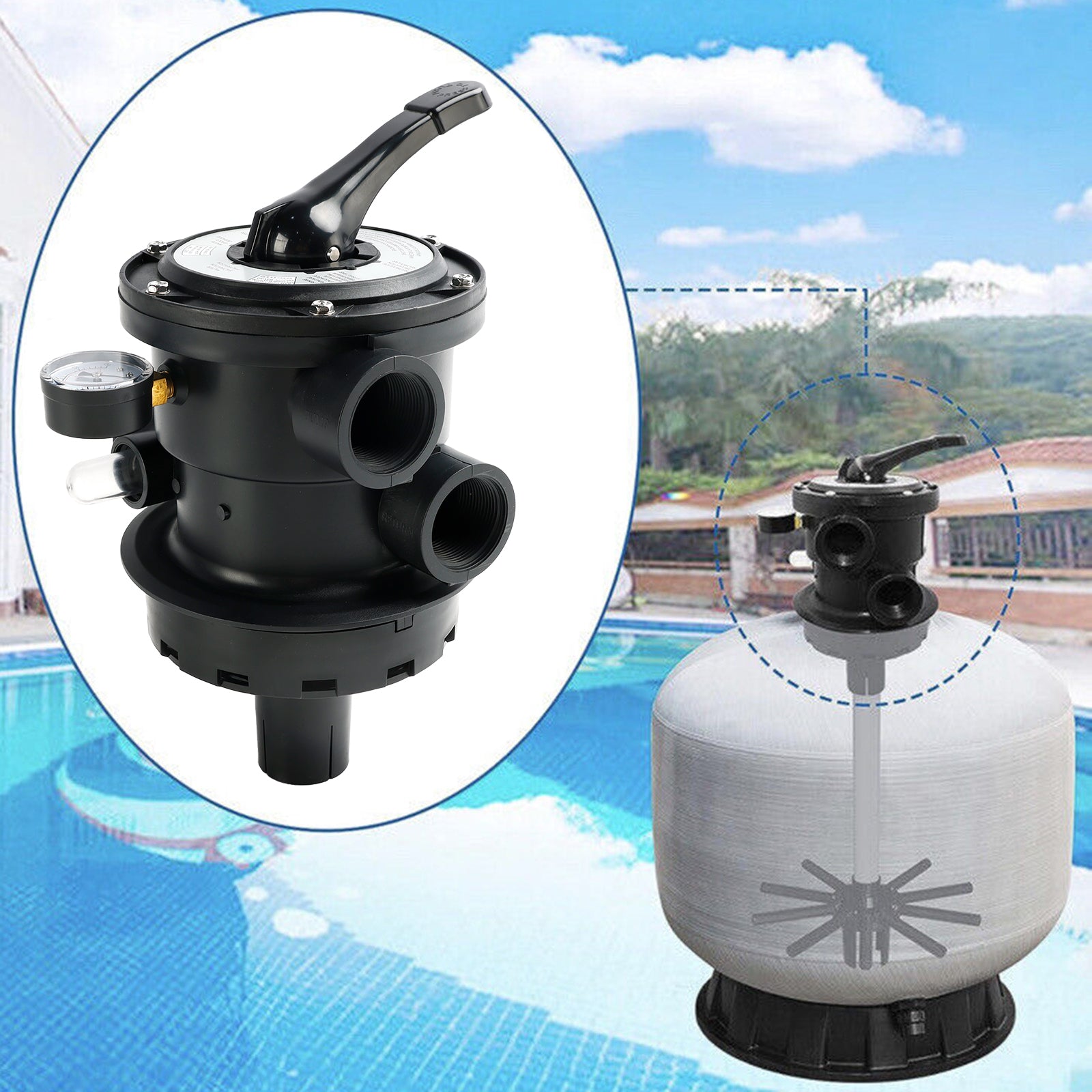 SP0714T Vari-Flo Commande 1-1/2" (1,5 pouces) FIP Montage Supérieur Vanne Multiport Pour Hayward