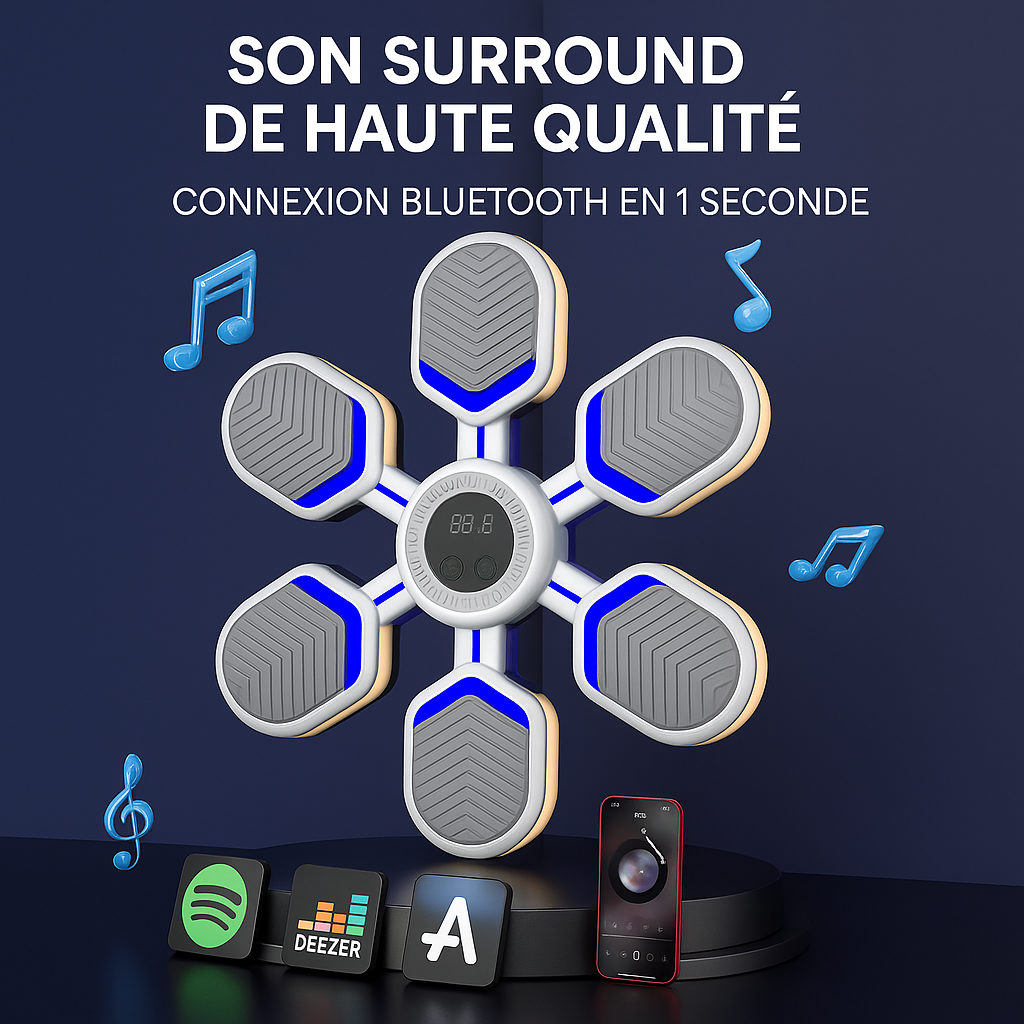 Bersaglio da boxe musicale intelligente - Sacco da boxe elettronico reattivo di grande formato per allenamento a casa (adulti e bambini)