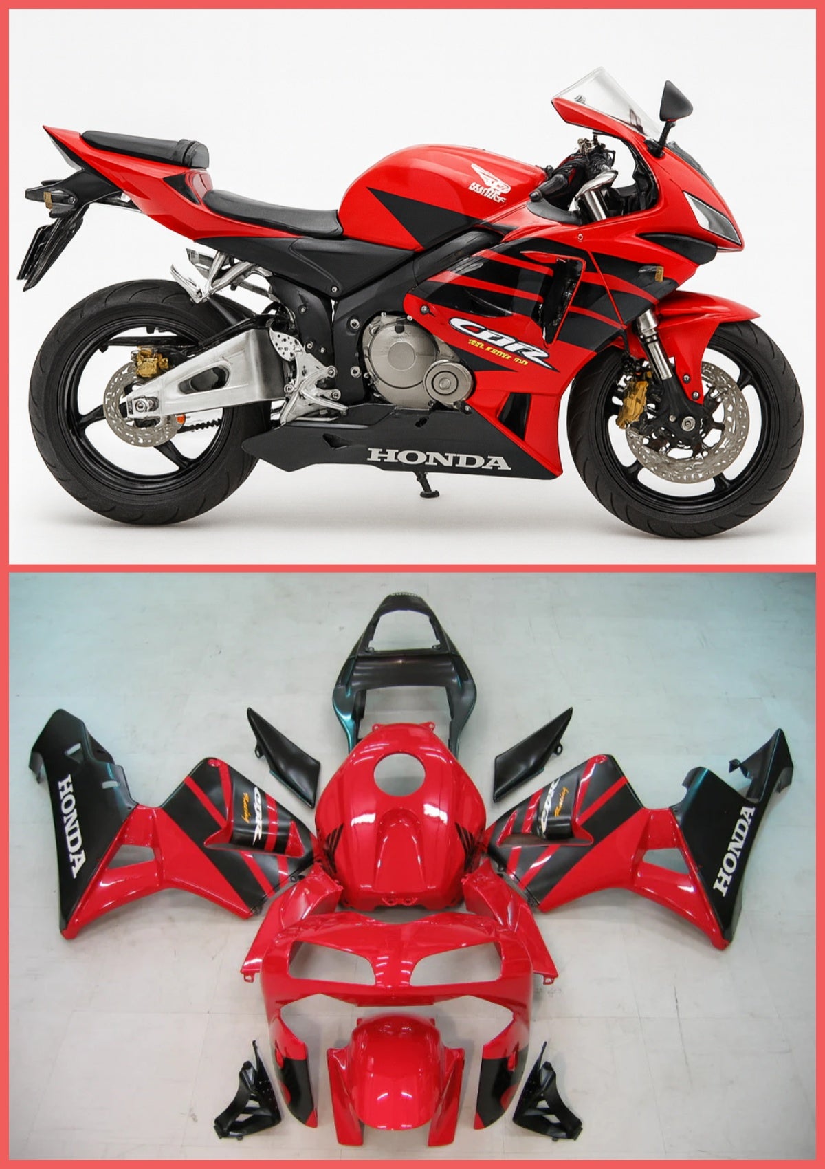 Amotopart Kuipen 2003-2004 Honda CBR 600 RR Rood & Zwarte Honda Generiek