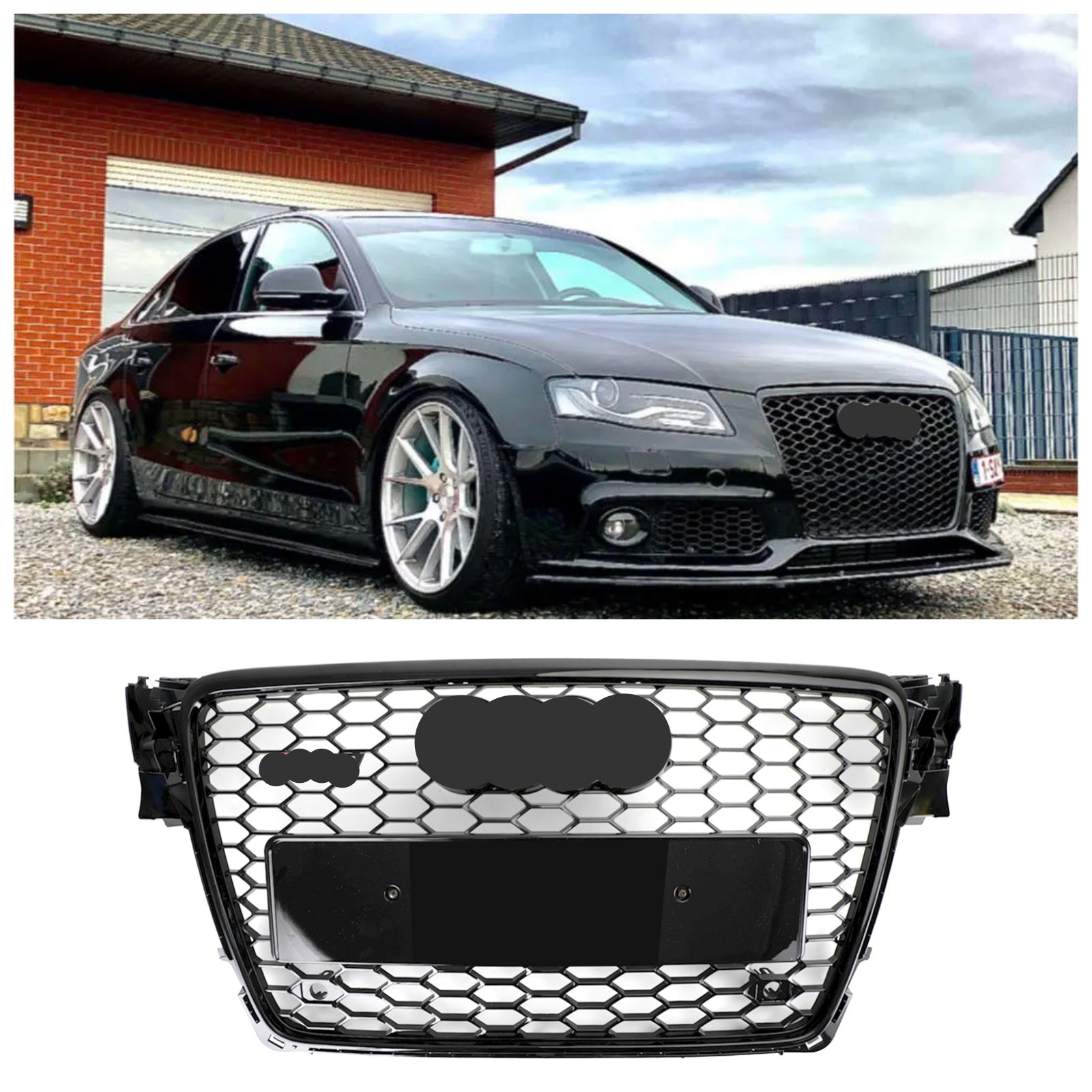 2009-2012 Audi A4/S4 B8 RS4 Style nid d'abeille Sport maille calandre hexagonale