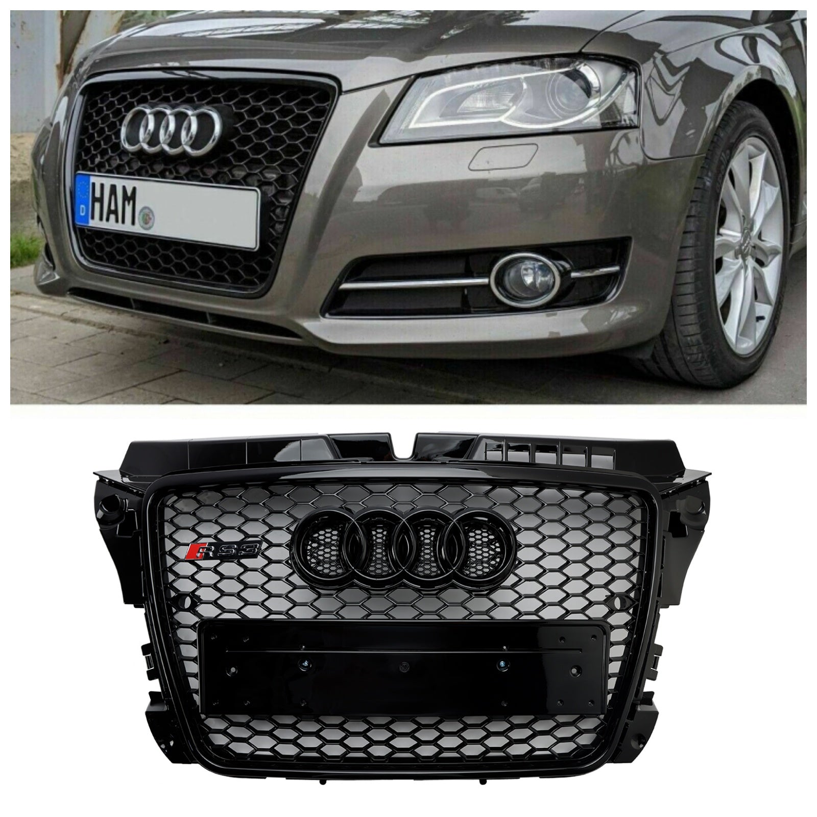 Front Grille RS3 slog satja za Audi A3 8P/S3 2008-2013