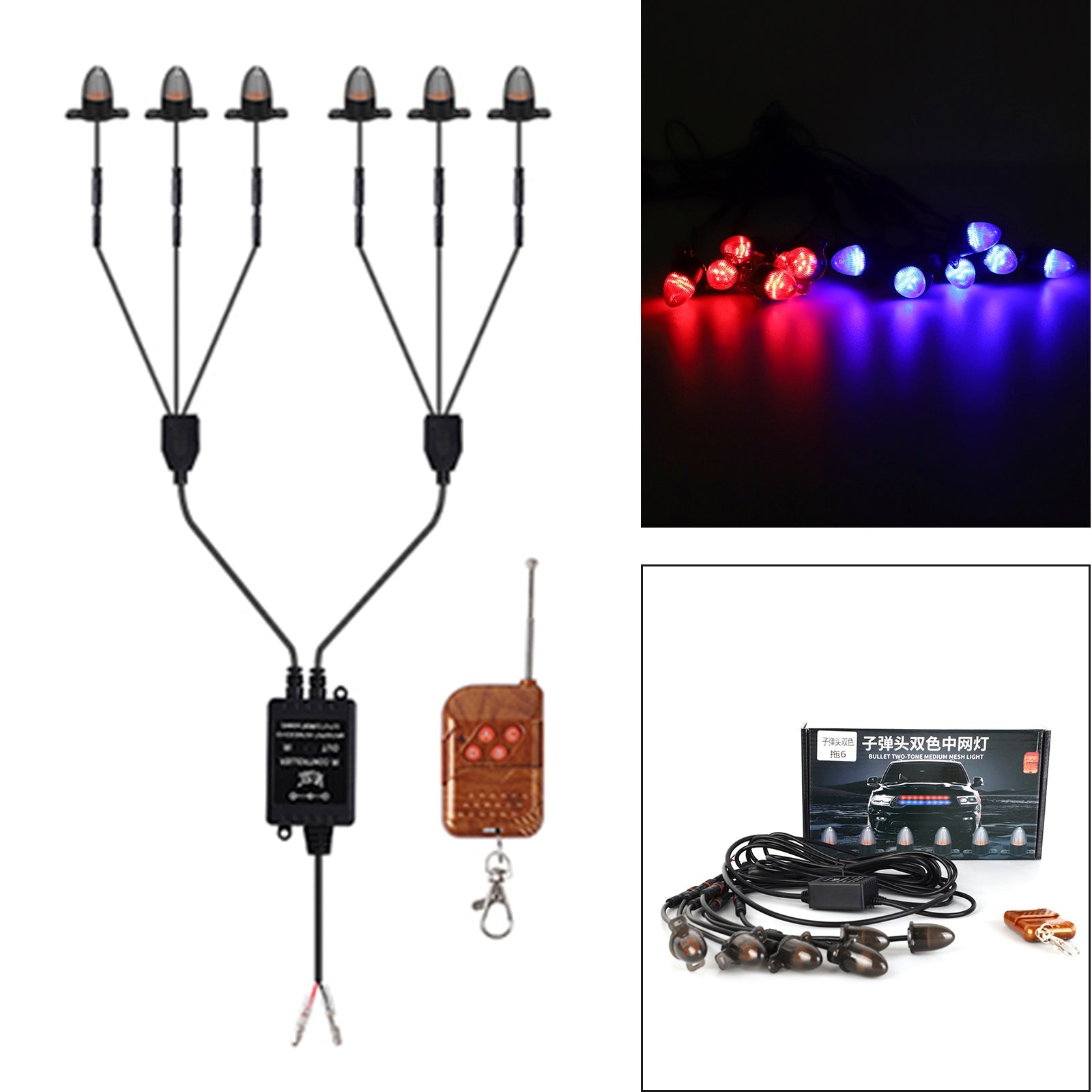 Conjunto de 6 luces intermitentes de luz para rejilla delantera, estilo de cabeza de bola, universal, para coche
