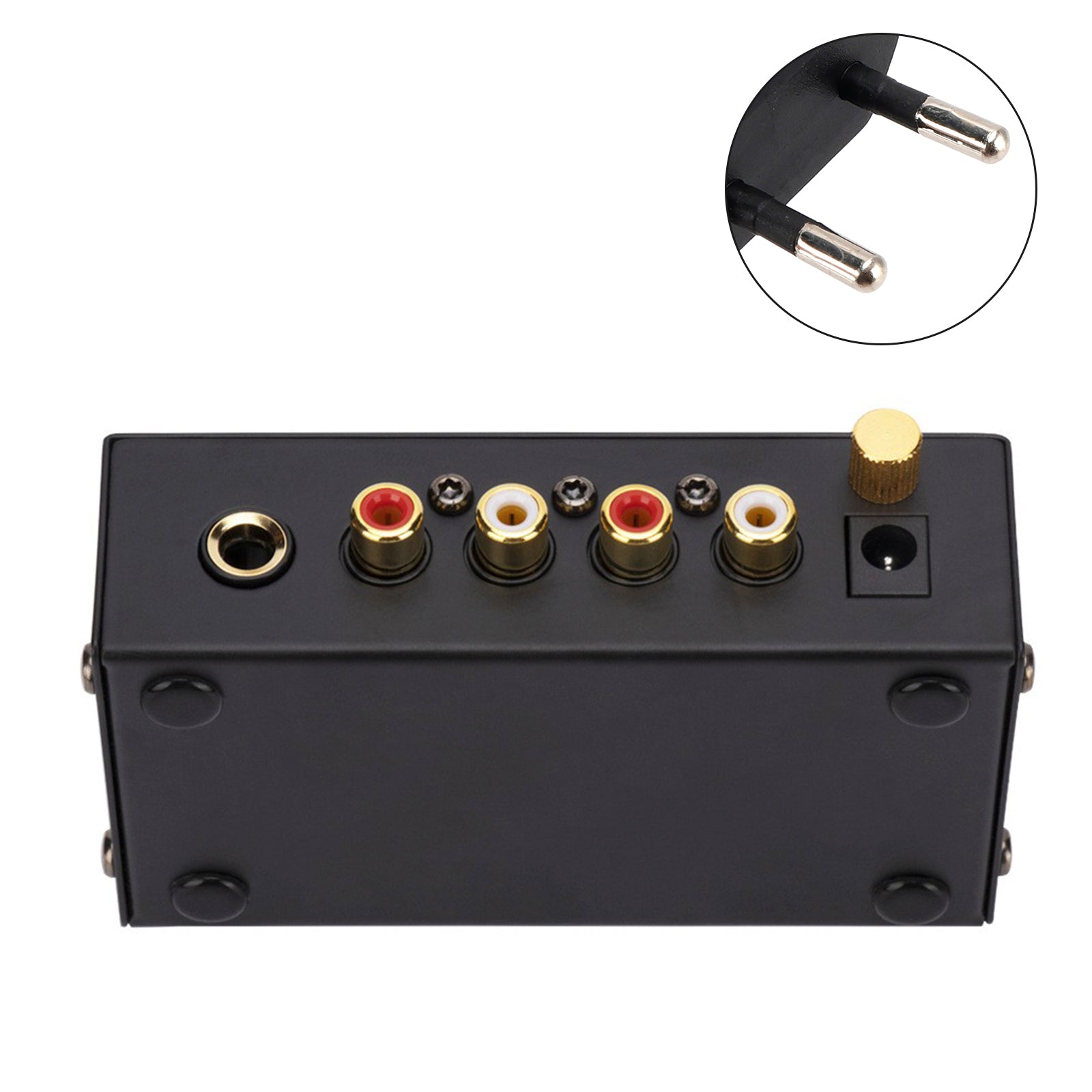 Izjemno kompakten gramofonski predojačevalnik PP400 s 6,35 mm vmesnikoma RCA in TRS