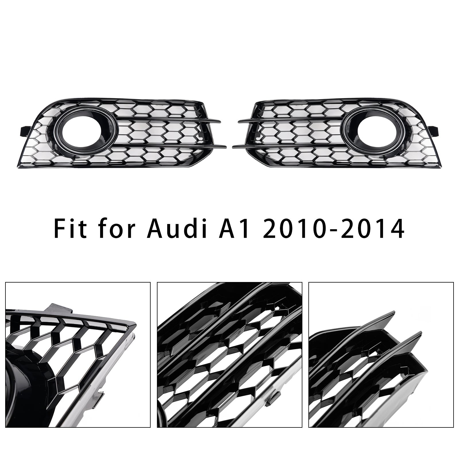 Black Honeycomb Fog Protective Grid voor Audi A1 2010-2014 Front Bumper