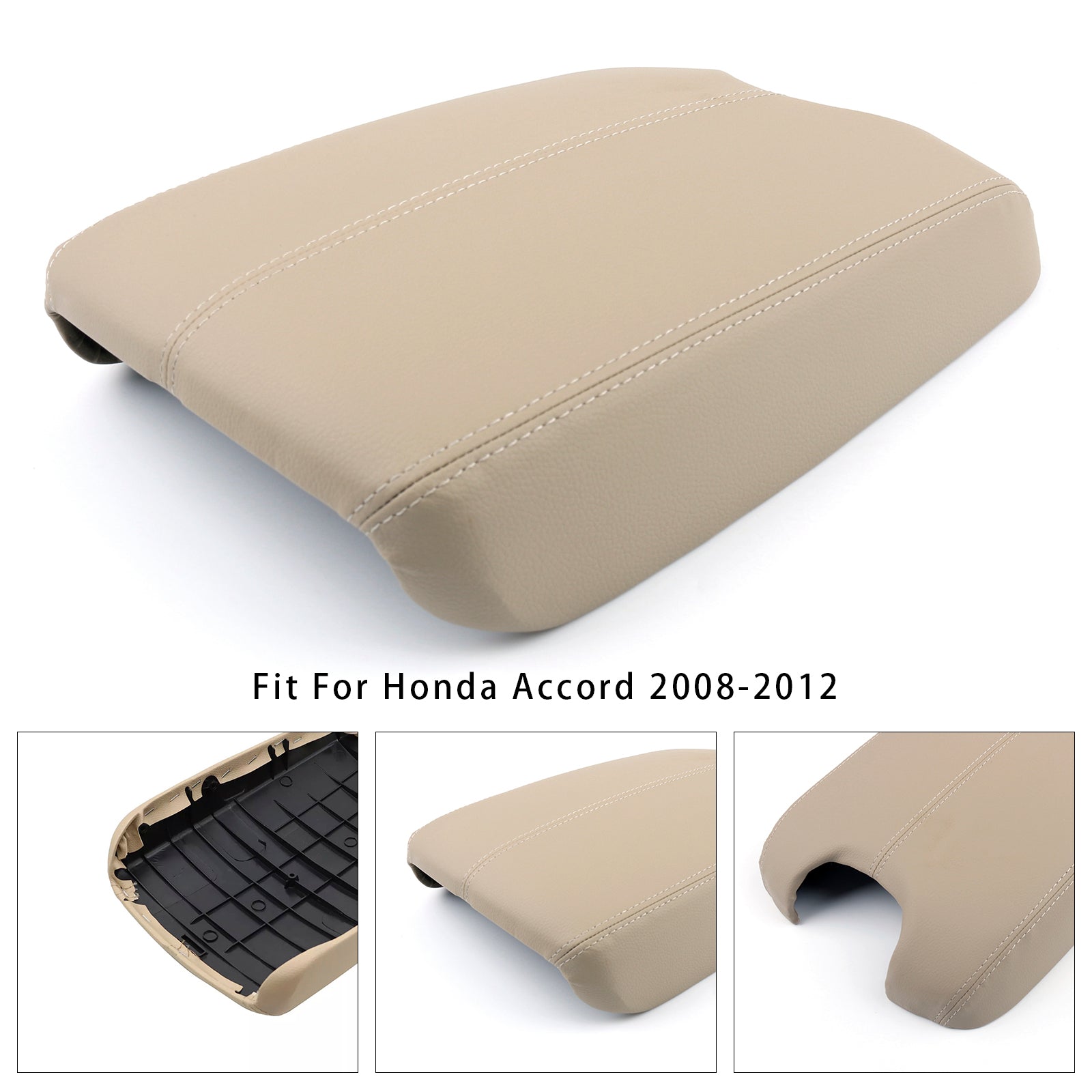 Couvercle de console centrale d'accoudoir en cuir beige pour Honda Accord 2008-2012