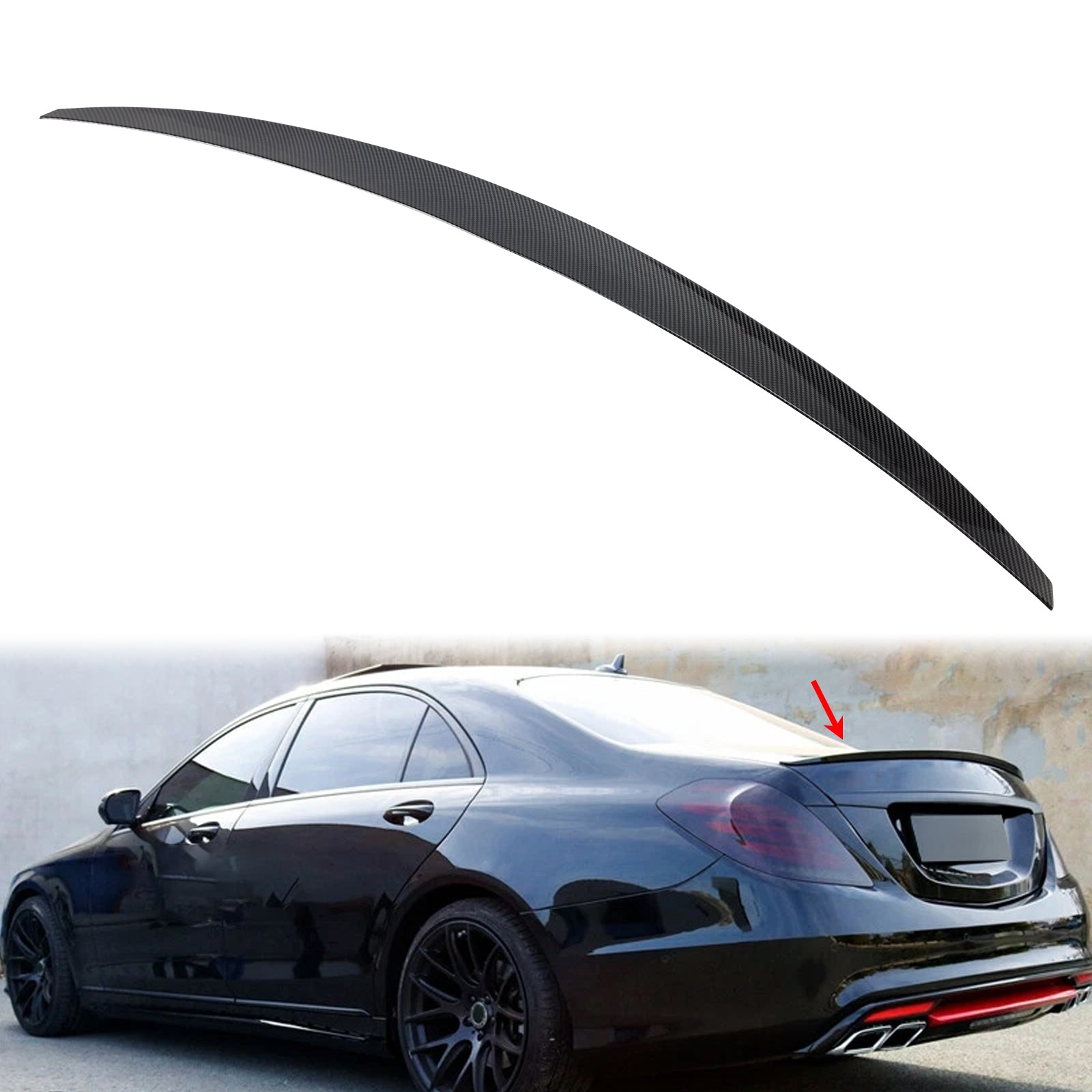 Spoiler posteriore in fibra di carbonio per Mercedes-Benz Classe S W222 2014-2020