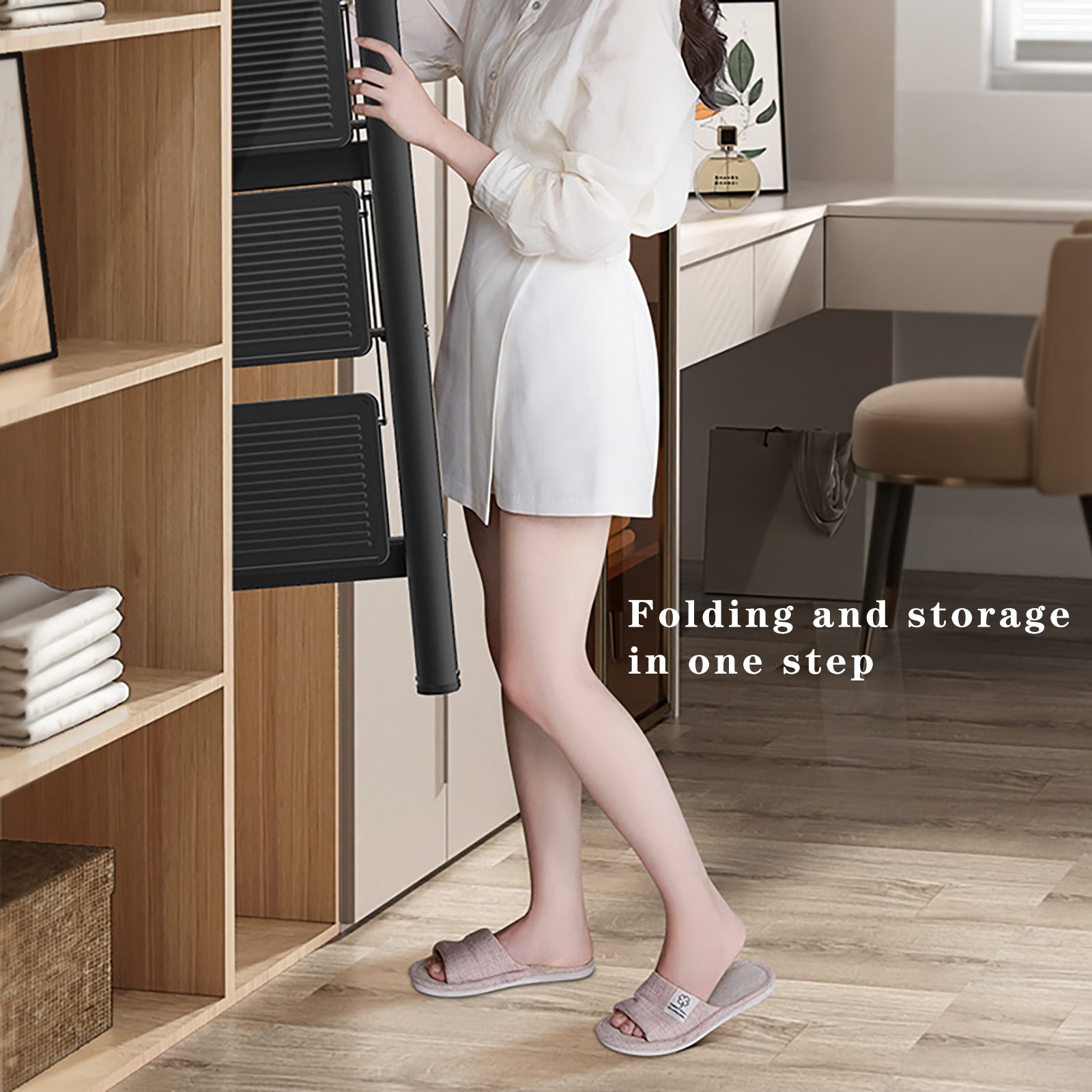 Tikkaat, 4 tasoa, taitettavat, alumiiniset, leveät, kevyet, kompaktit, tikkaat