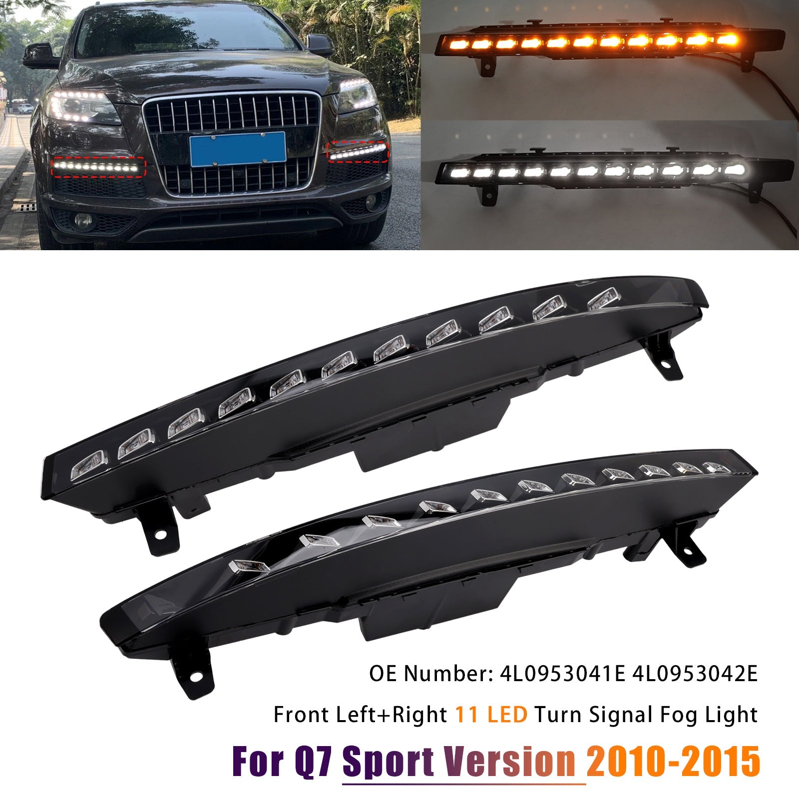 LED-mistlampen (11 LED's) voor de voorbumper van de Audi Q7 Sport (2010-2015)