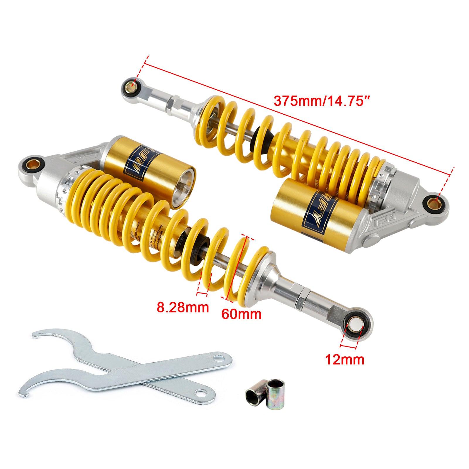 Kit de amortiguadores AR de 375 mm para ATV/MOTO 150-750CM³ NUEVO