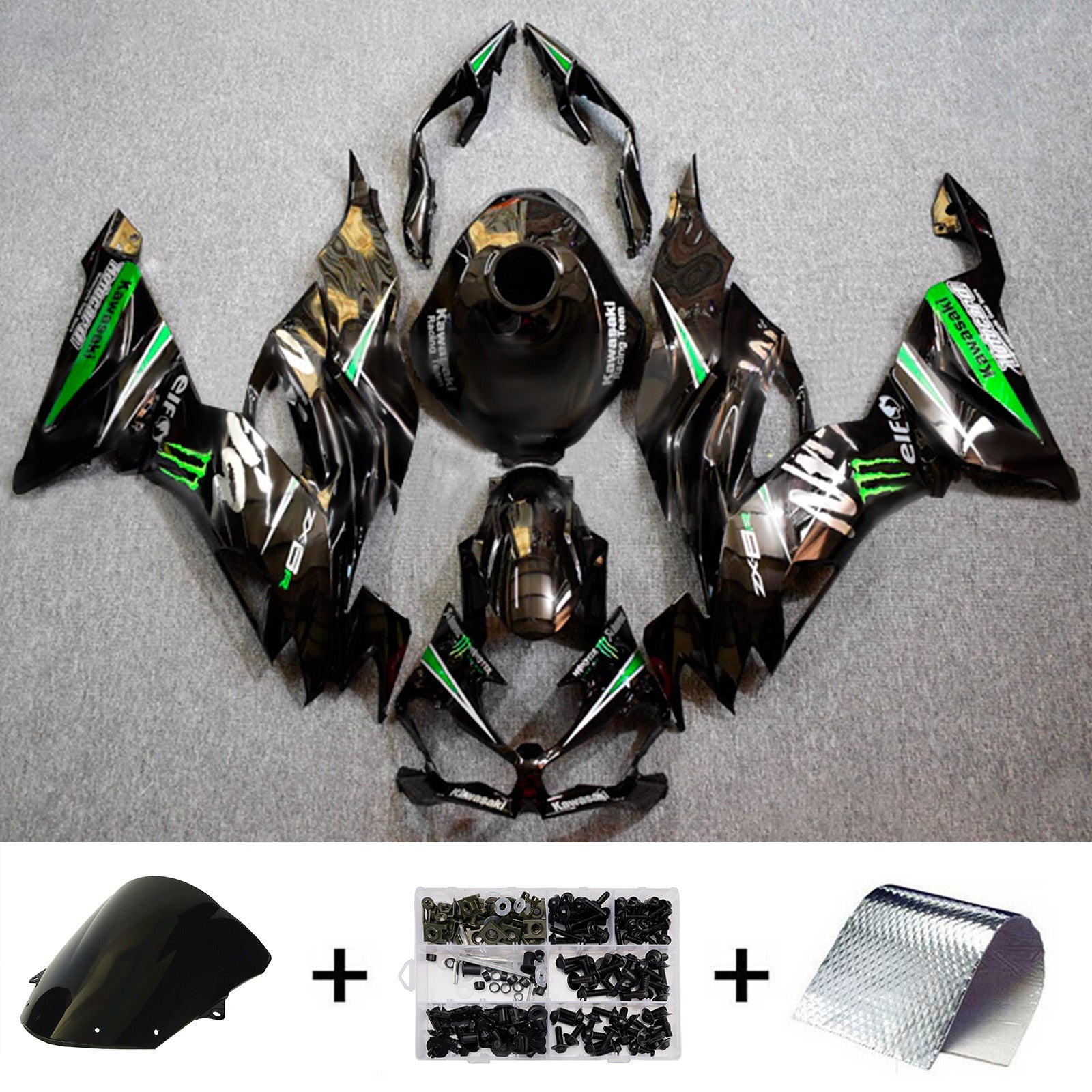 Kit de carénage injecté en plastique ABS compatible avec Kawasaki ZX6R 2019-2023