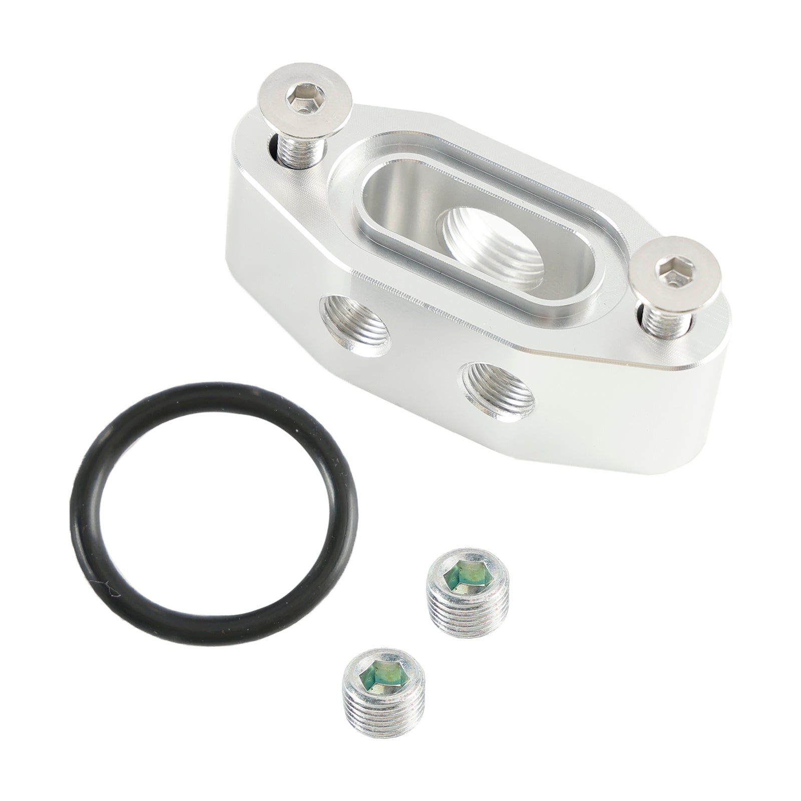 Billet LS Twin Turbo dubbele olietoevoerleidingadapterplaat 90 graden 1/8" NPT