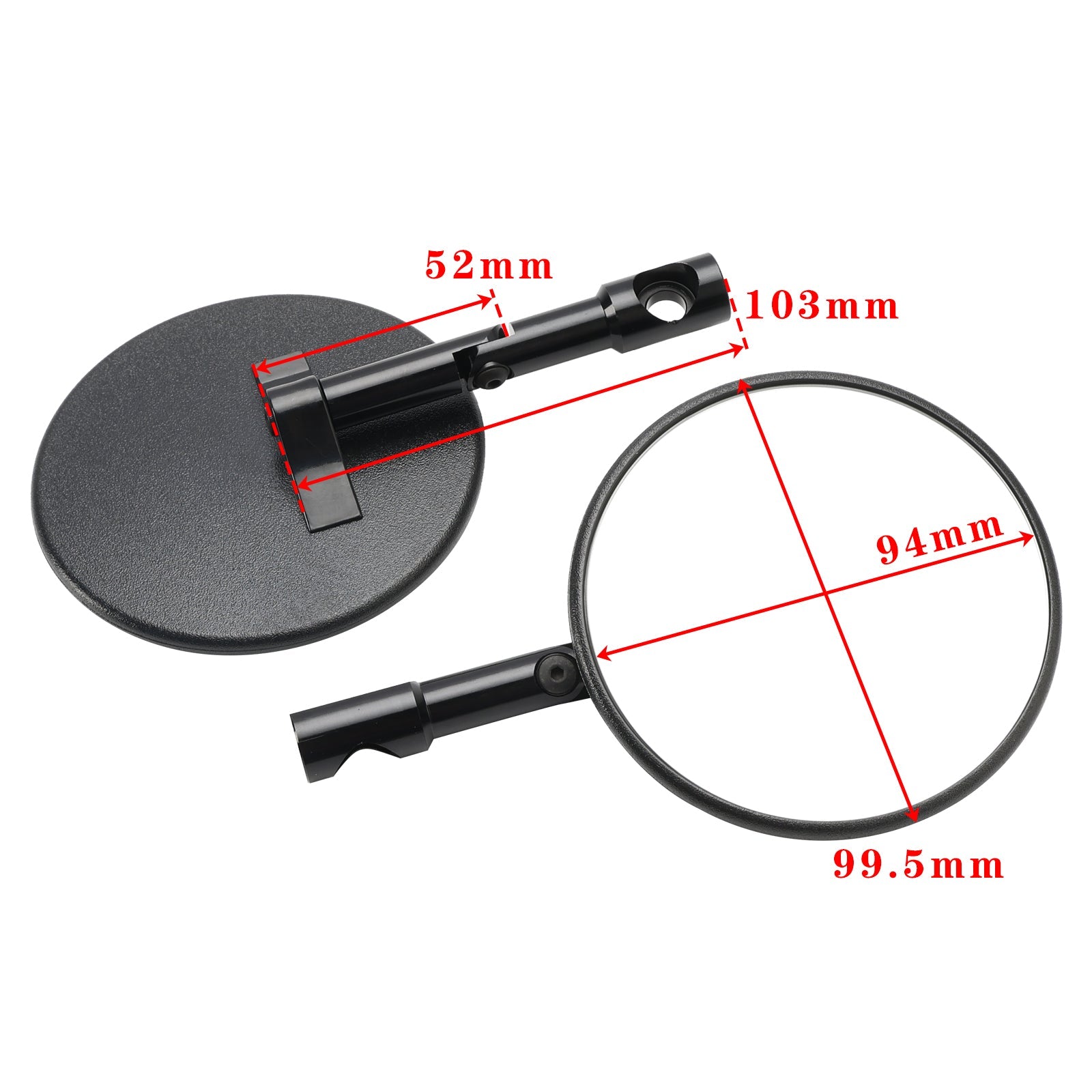 PARA CZARNYCH OKRĄGŁYCH LUSTEREK KIEROWNICY SUPERBIKE SUPERMOTO KOŃCÓWKA KIEROWNICY LUSTERKO M8 M10