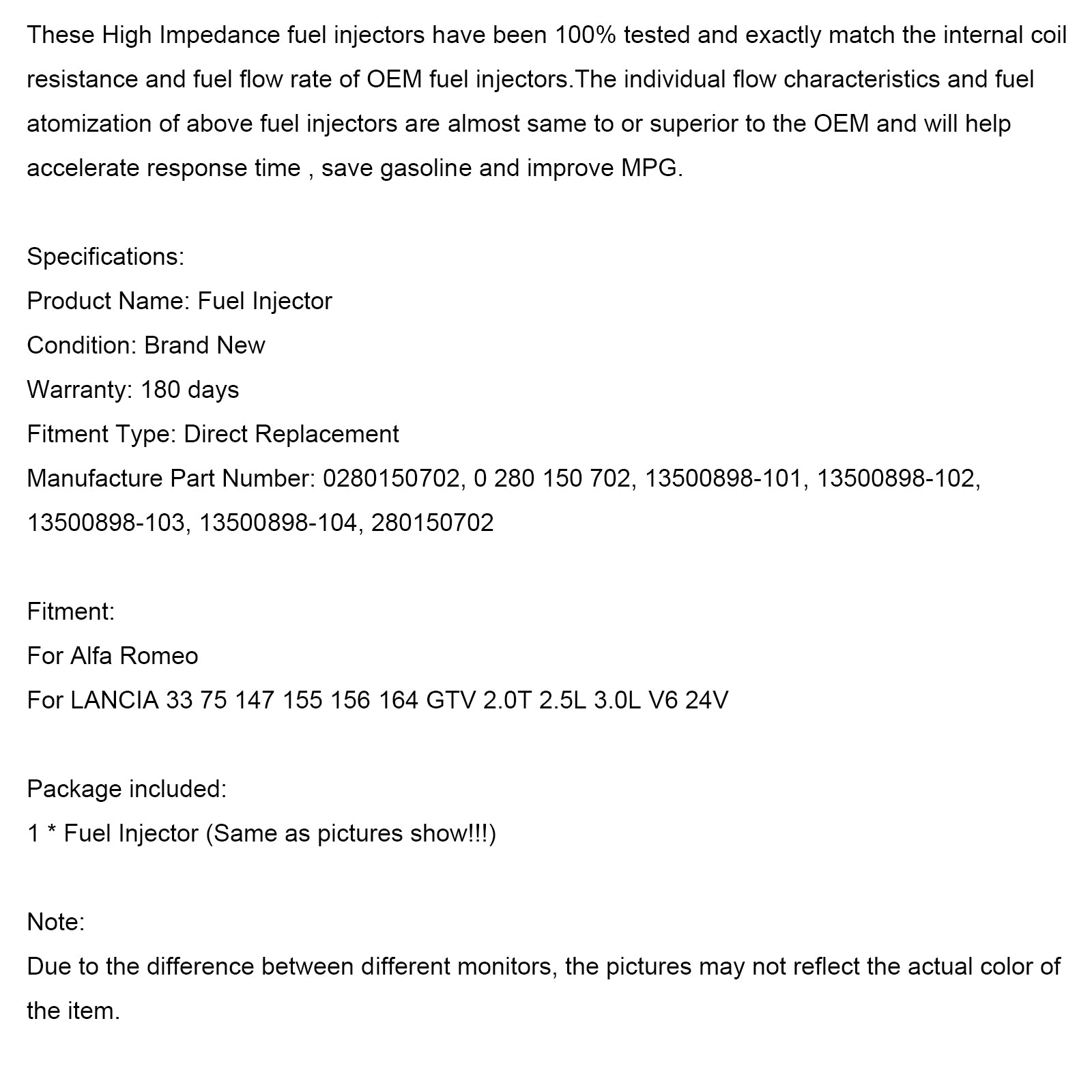 1 Uds inyector de combustible 0280150702 para Alfa Romeo para LANCIA 147 155 156 164 2,0 T