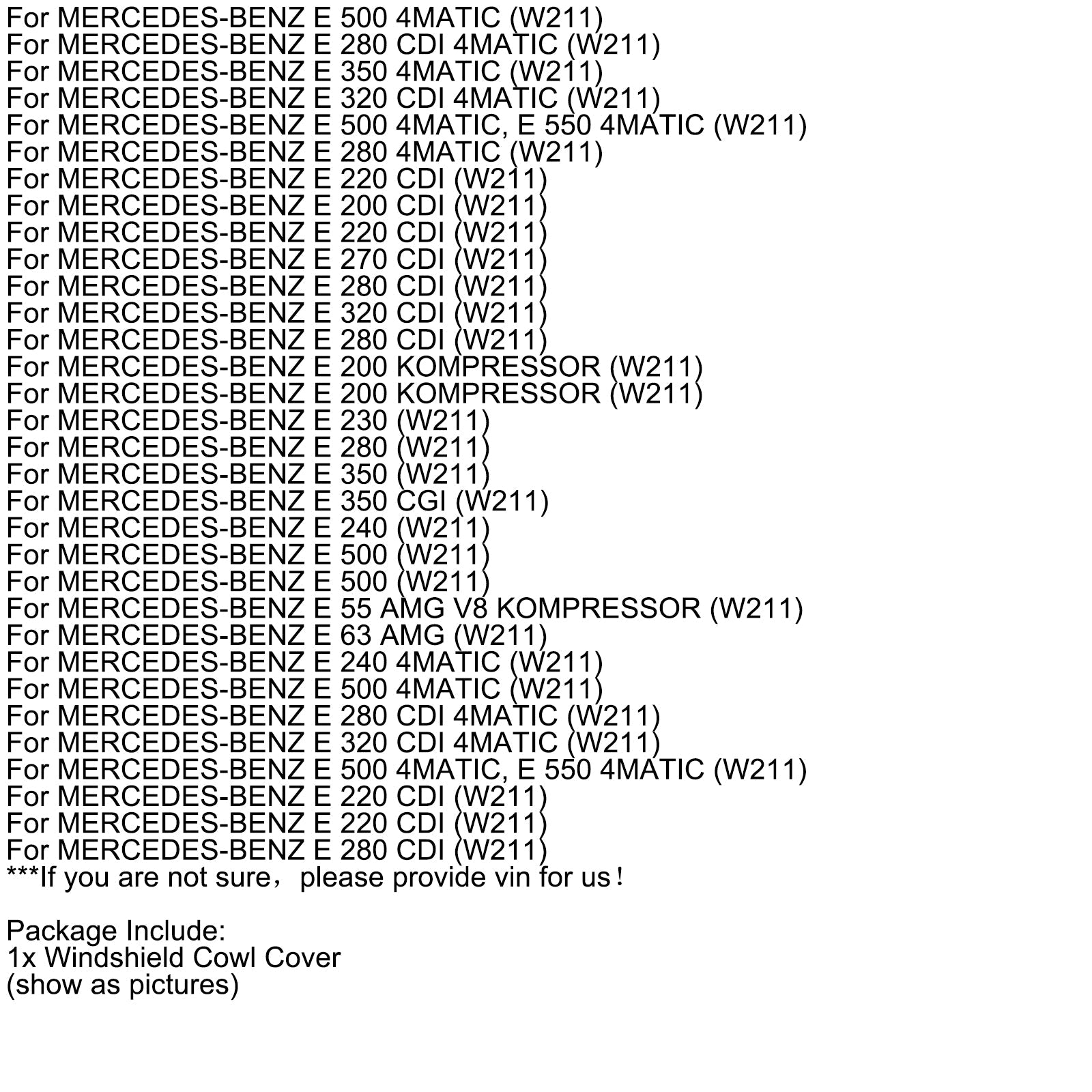 Copertura parabrezza 2118300513 per Mercedes Benz W211