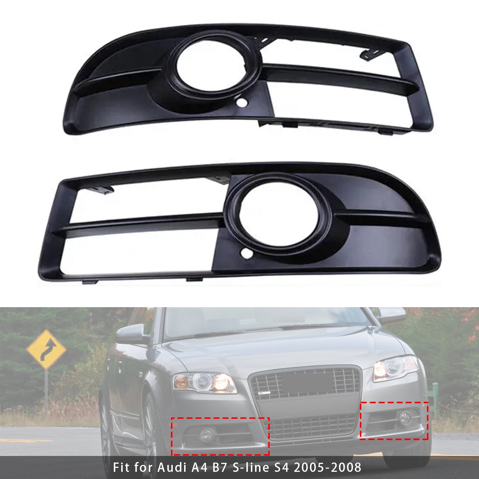 Paar beschermende roosters voor anti-voglichten Audi A4 B7 S-Line S4 2005-2008 8E0807681F