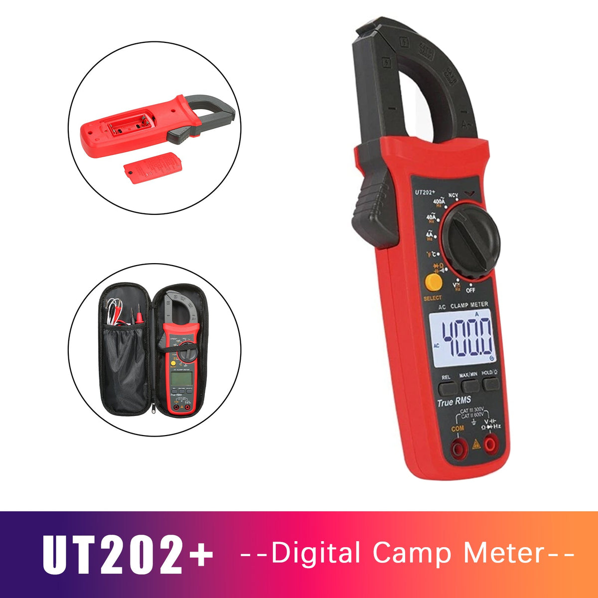 UT202+ handmultimeter, automatische bereikselectie, True RMS-stroomtang met LCD-scherm