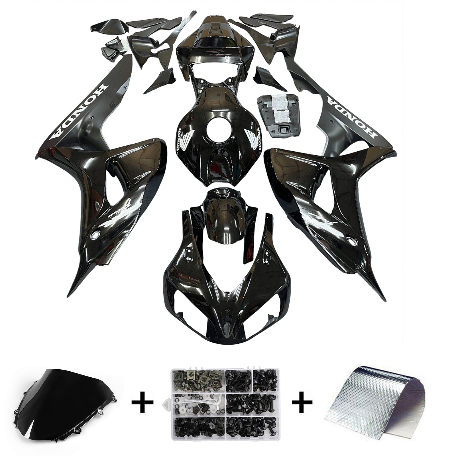 Kit di carenatura nera lucida Abs Fit per Honda CBR1000RR 2006 2007