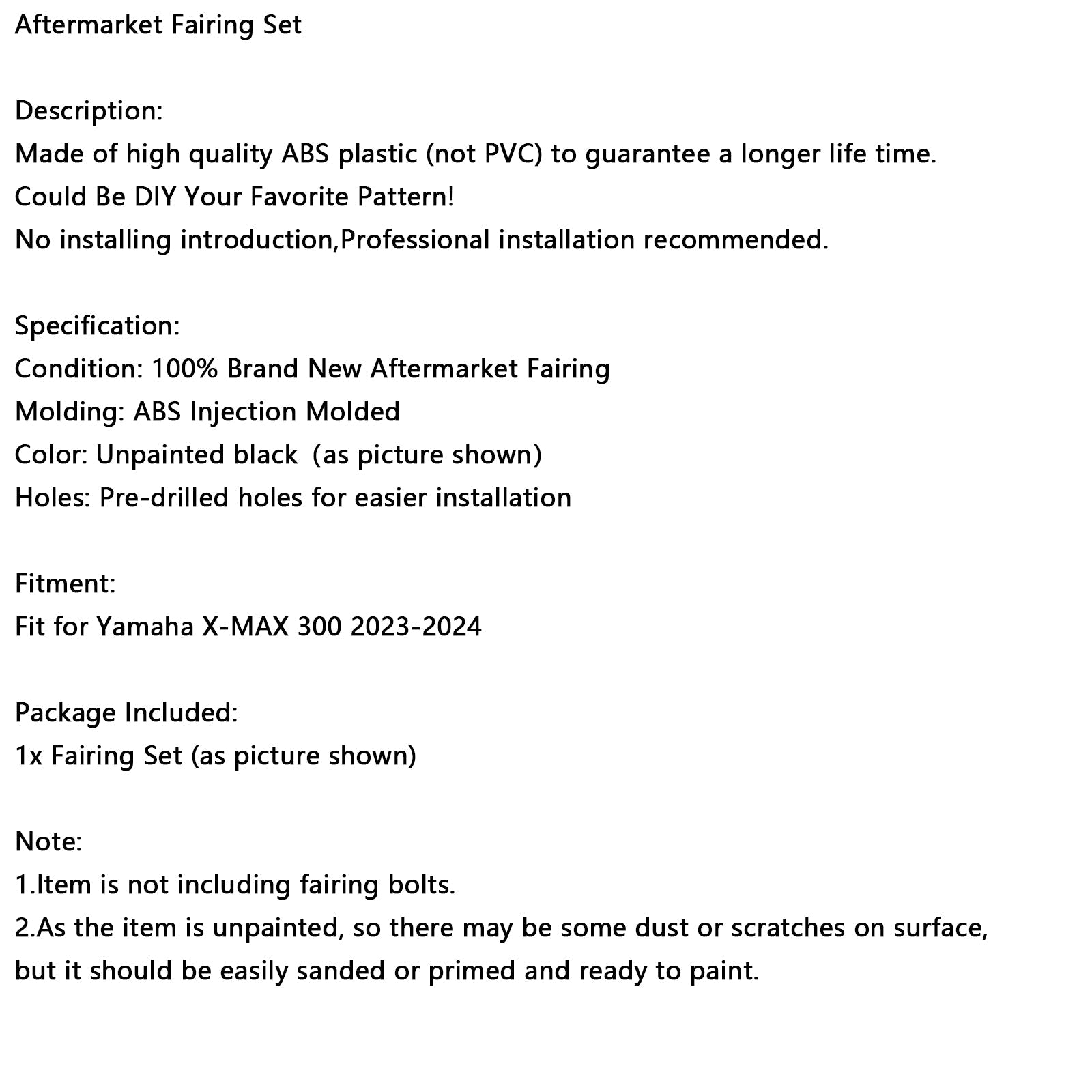 Carénage de carrosserie XMAX 300 Yamaha X-MAX 2023 2024 Injection non peint