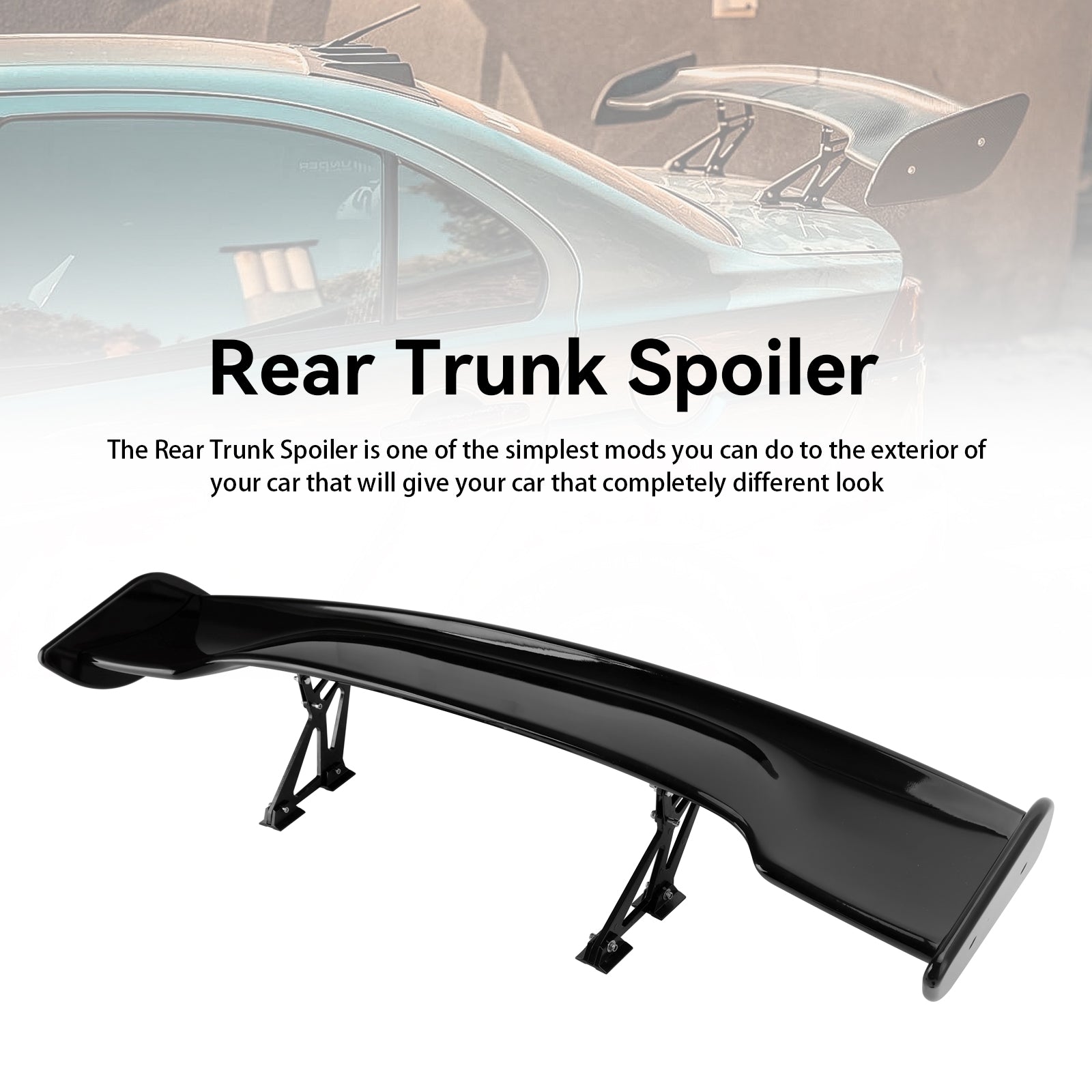 57" Spoiler posteriore universale GT Racing Style da 145 cm in nero lucido per una maggiore deportanza